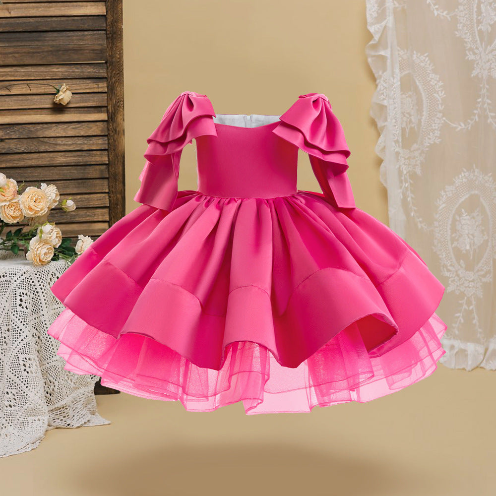 Off-Shoulder Puffy Ball Gown Dress for Girls | Tea Length Princess Party Dress