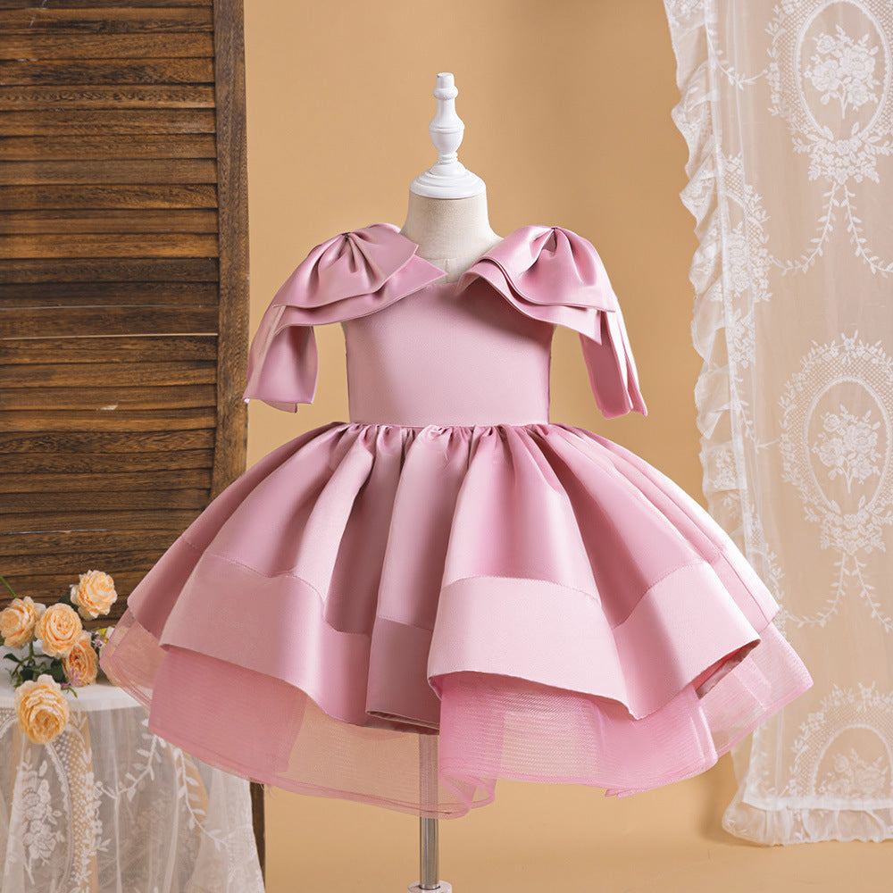 Off-Shoulder Puffy Ball Gown Dress for Girls | Tea Length Princess Party Dress