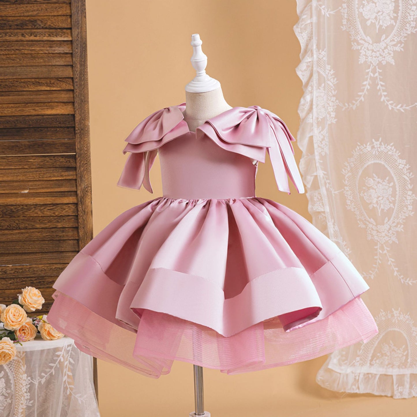 Off-Shoulder Puffy Ball Gown Dress for Girls | Tea Length Princess Party Dress