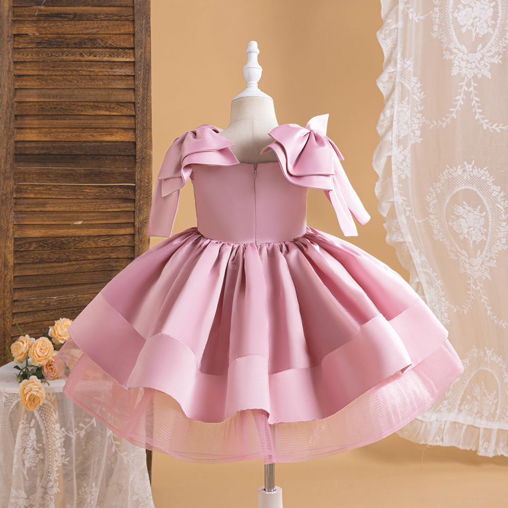 Off-Shoulder Puffy Ball Gown Dress for Girls | Tea Length Princess Party Dress