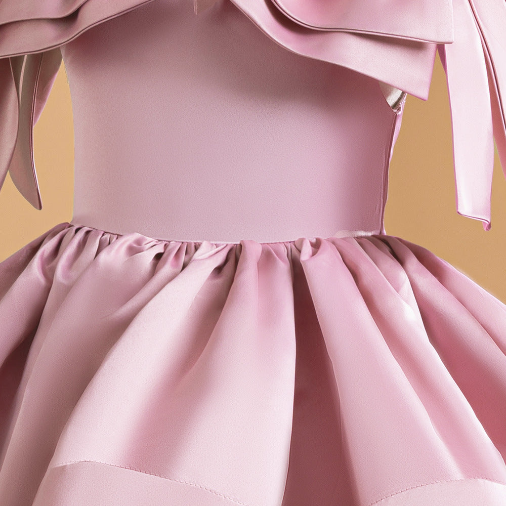 Off-Shoulder Puffy Ball Gown Dress for Girls | Tea Length Princess Party Dress