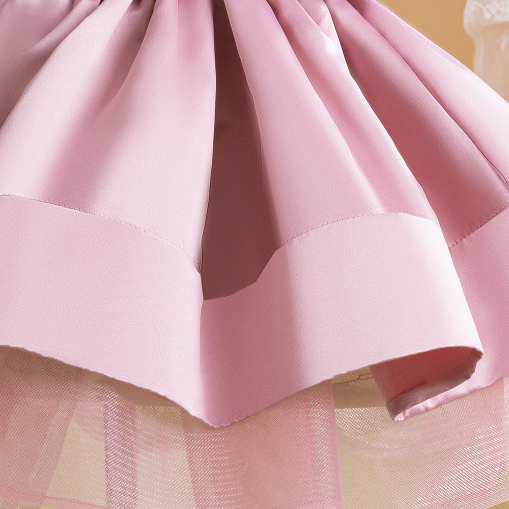 Off-Shoulder Puffy Ball Gown Dress for Girls | Tea Length Princess Party Dress