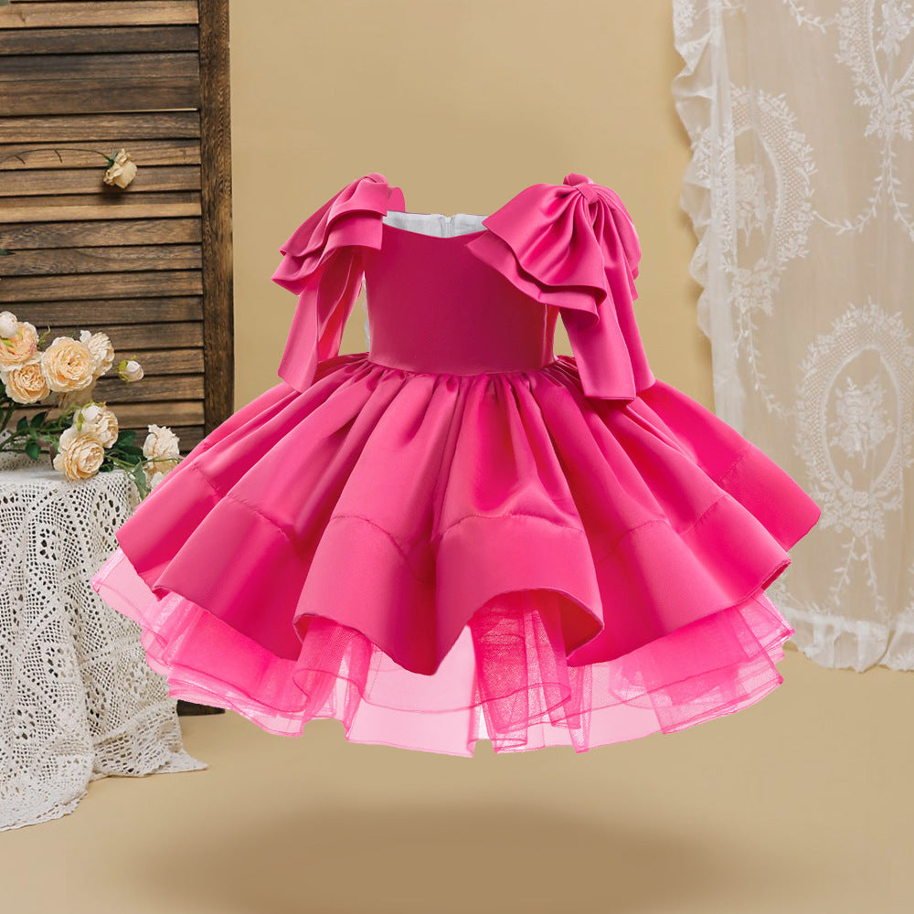 Off-Shoulder Puffy Ball Gown Dress for Girls | Tea Length Princess Party Dress