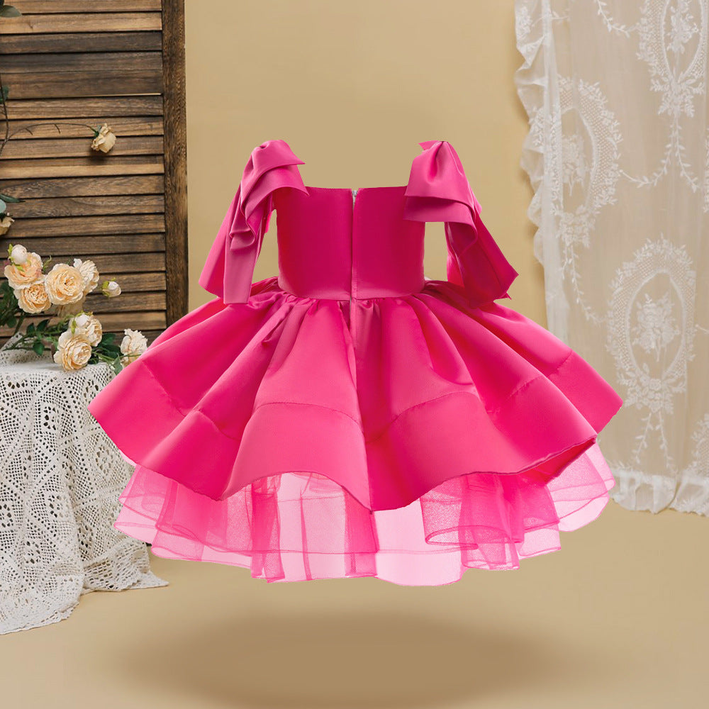 Off-Shoulder Puffy Ball Gown Dress for Girls | Tea Length Princess Party Dress