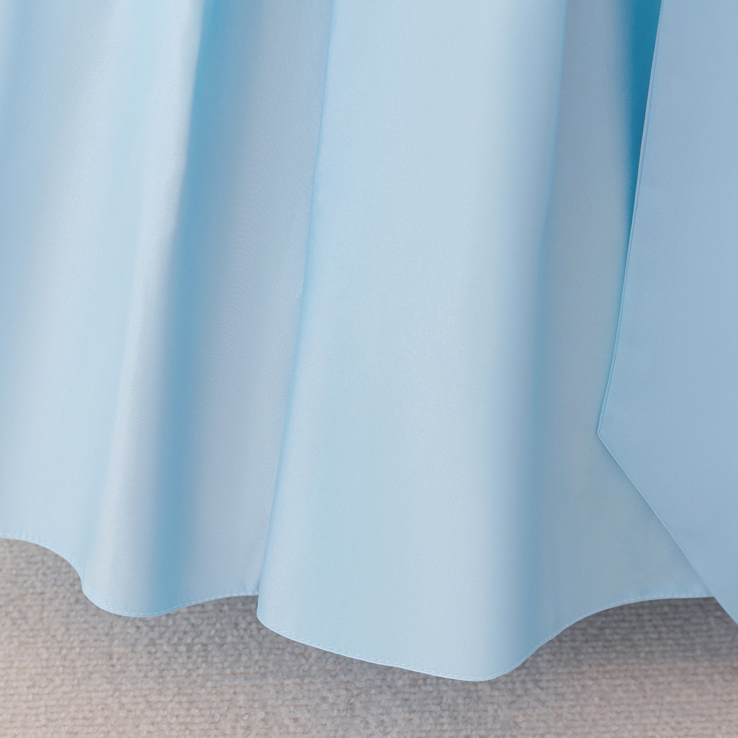 Cute Light Blue Off-Shoulder Satin Maxi Dress with Bow for Girls (Ages 5-13)