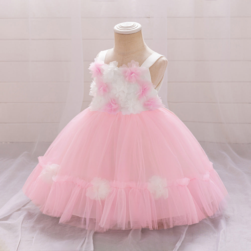 Light Pink A-Line Off-Shoulder Tulle Flower Girl Dress | Cute Party Dress for Toddlers