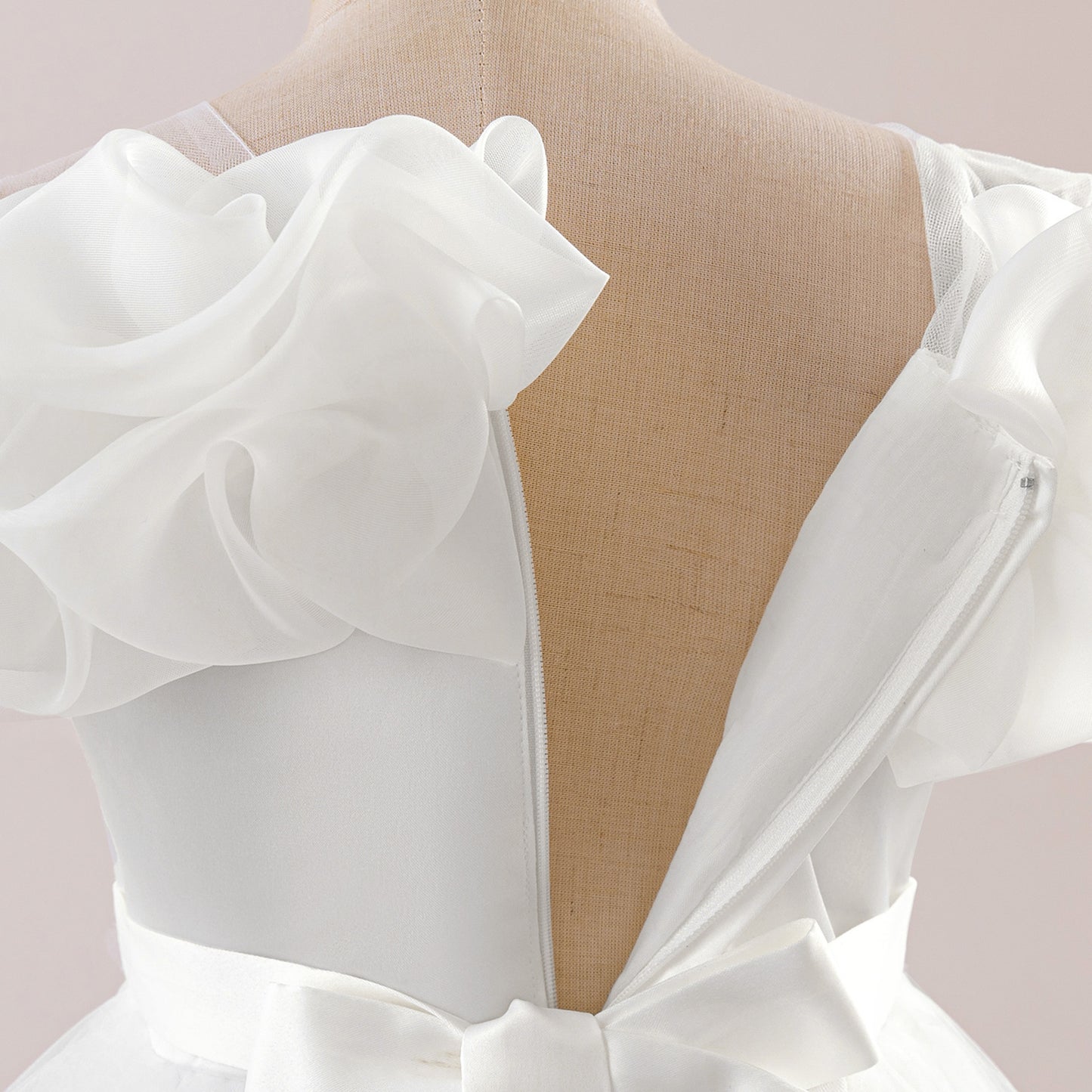Off Shoulder A-line Tulle Princess Dress for Girls | Maxi Flower Girl Gown