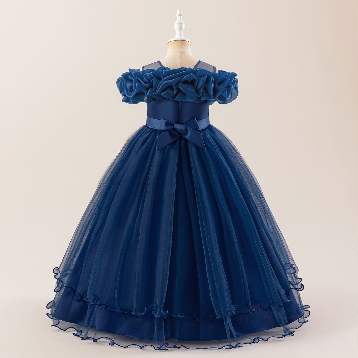 Off Shoulder A-line Tulle Princess Dress for Girls | Maxi Flower Girl Gown