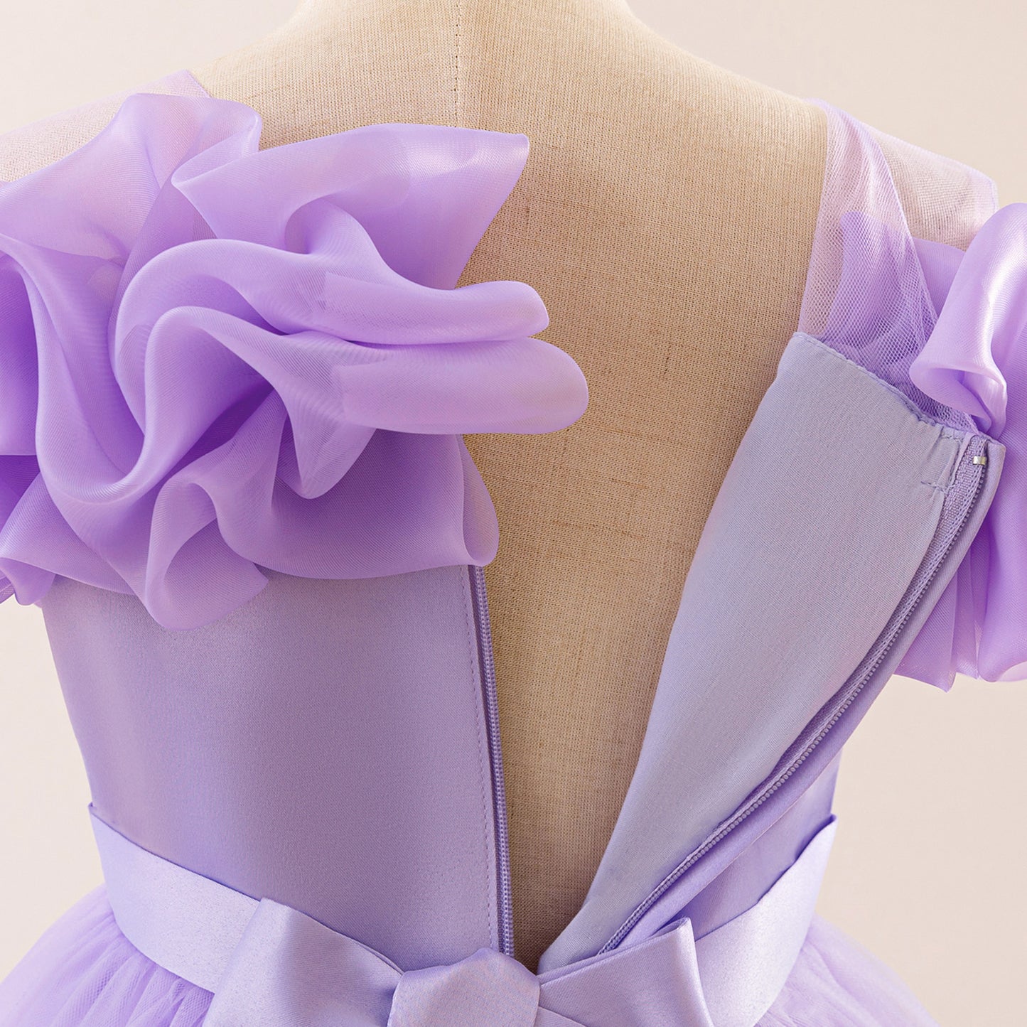 Off Shoulder A-line Tulle Princess Dress for Girls | Maxi Flower Girl Gown