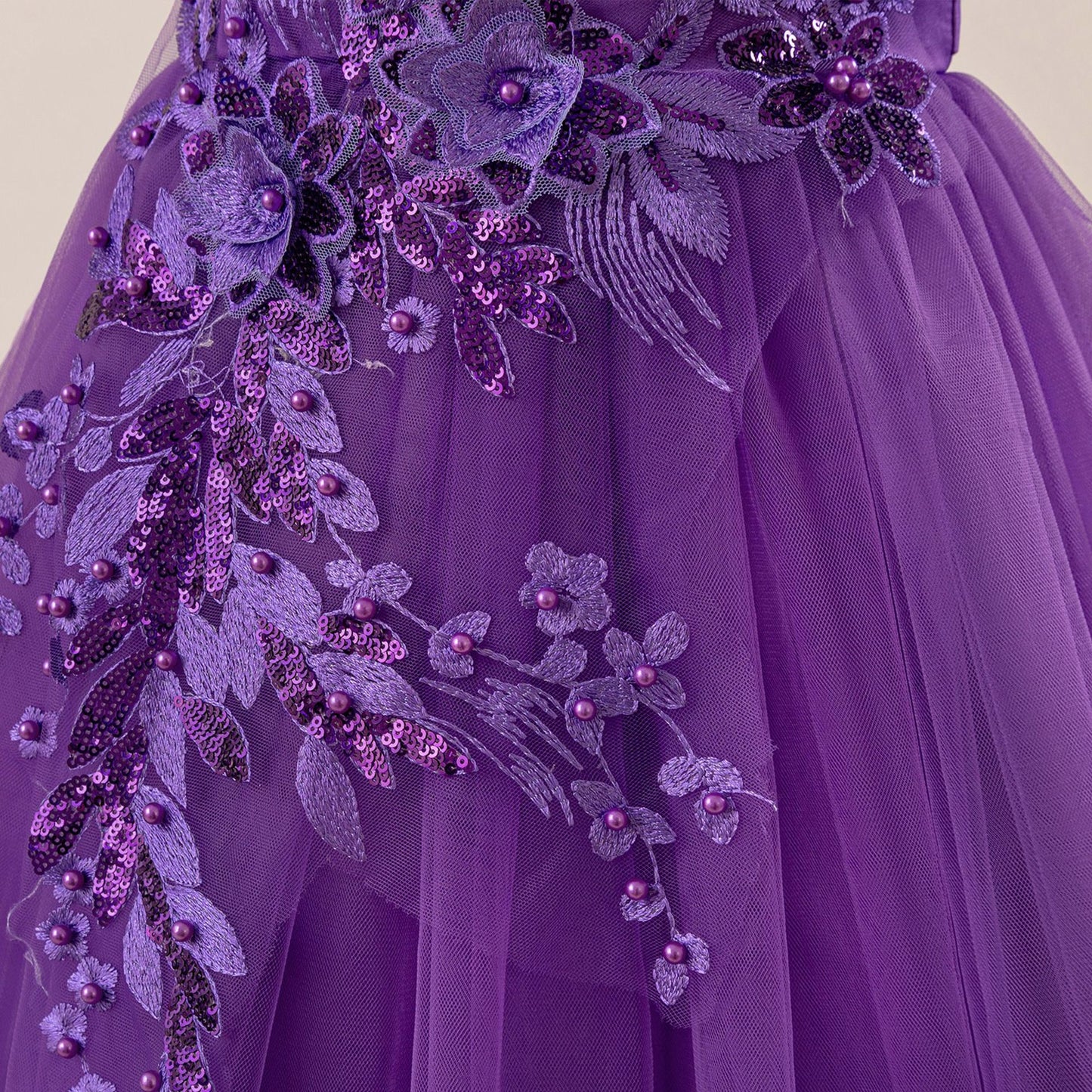 Off Shoulder A-line Tulle Princess Dress for Girls | Maxi Flower Girl Gown