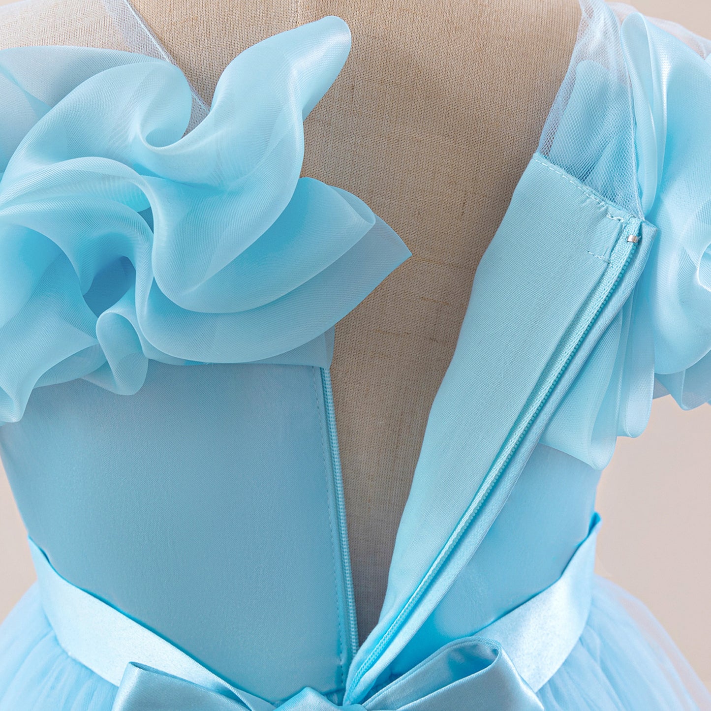 Off Shoulder A-line Tulle Princess Dress for Girls | Maxi Flower Girl Gown