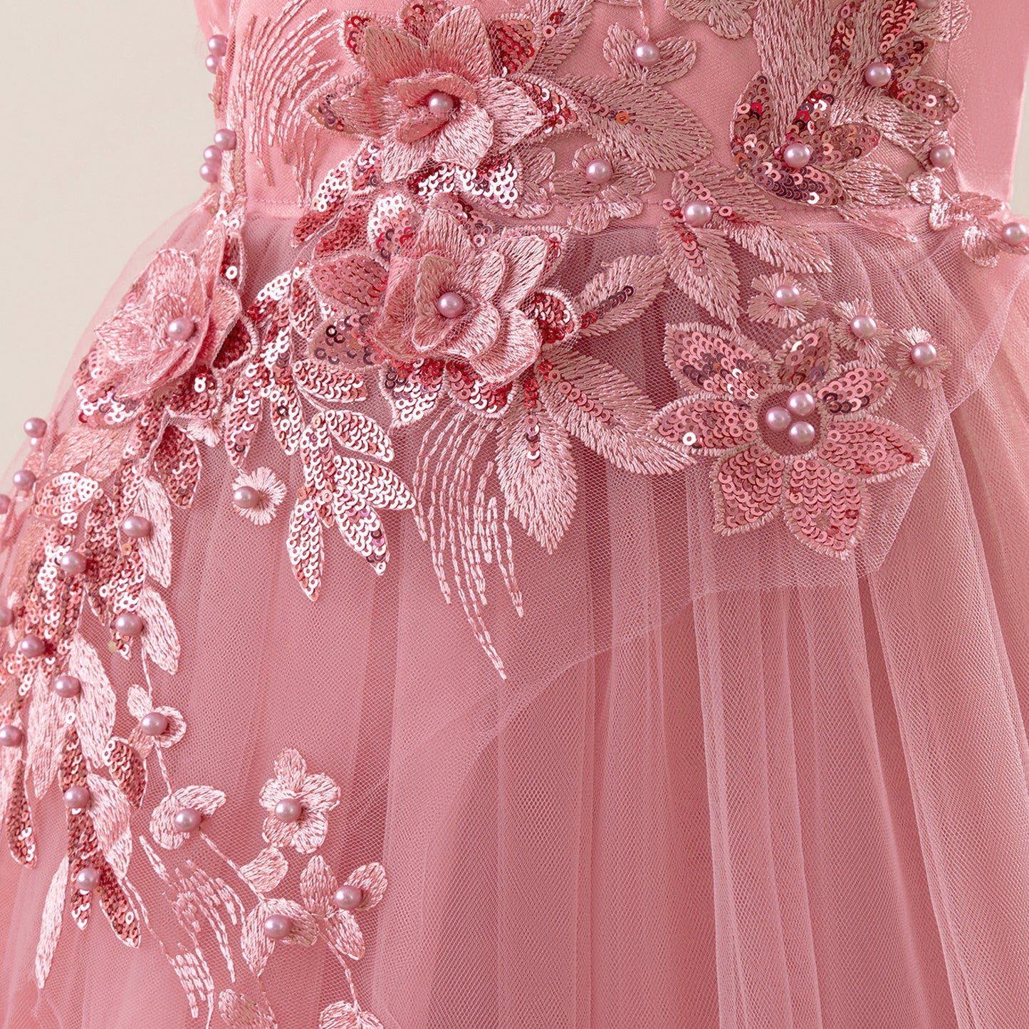 Off Shoulder A-line Tulle Princess Dress for Girls | Maxi Flower Girl Gown