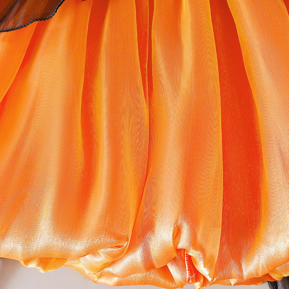 Orange Bowknot Tiered Mesh Princess Dress for Girls | Cute Occasion Wear