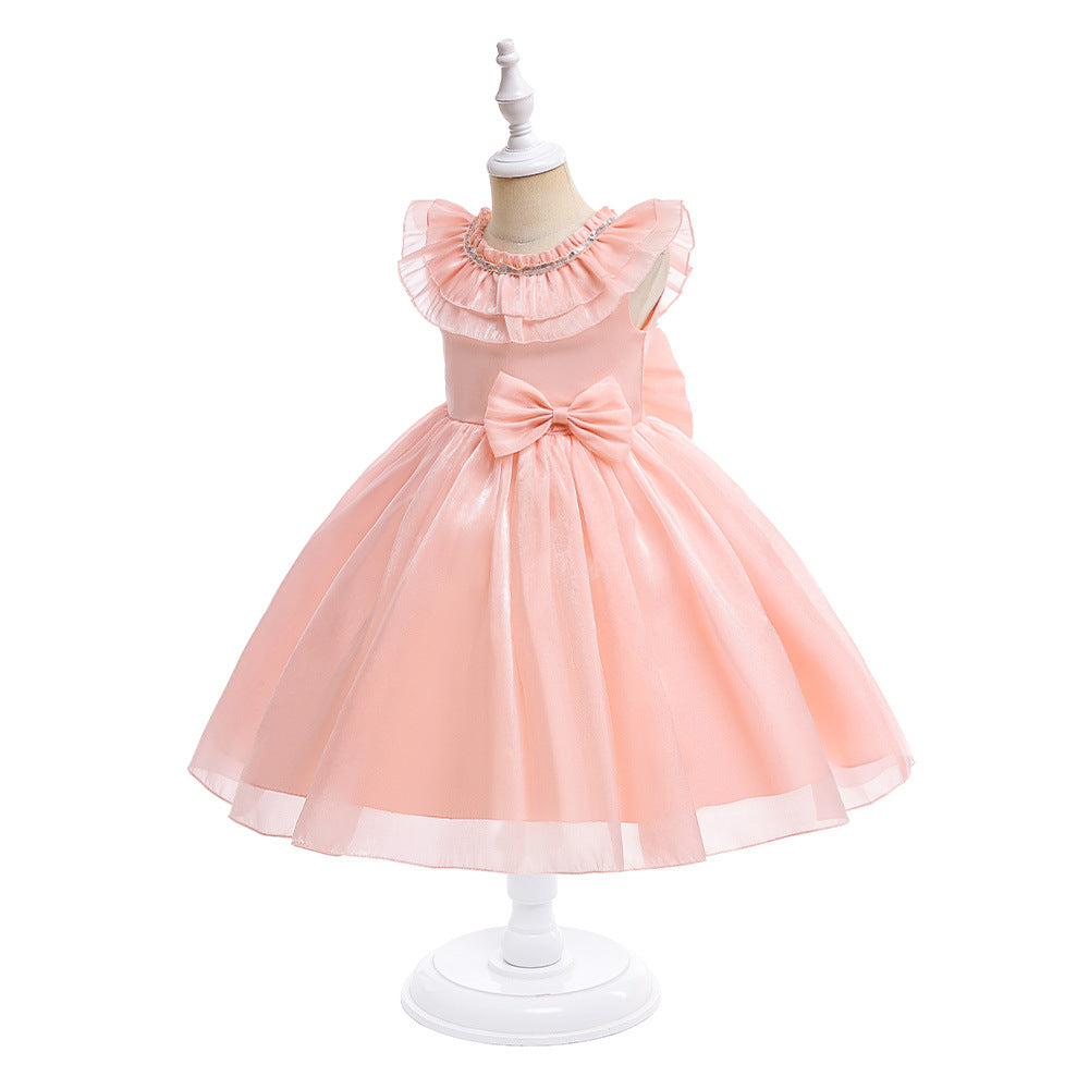 Cute A-line Bowknot Tea-Length Organza Flower Girl Dress for Parties & Weddings