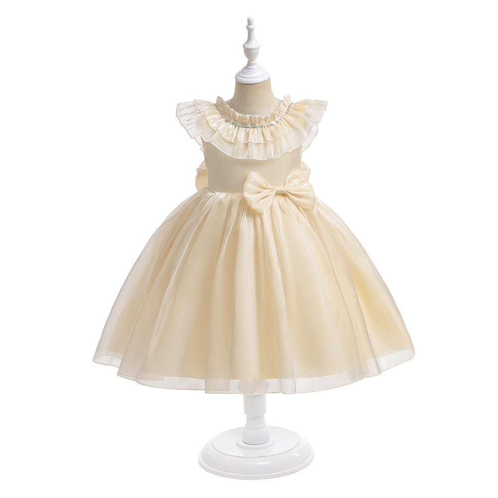 Cute A-line Bowknot Tea-Length Organza Flower Girl Dress for Parties & Weddings