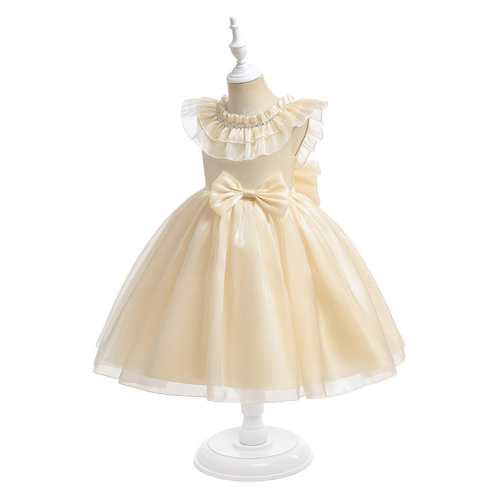 Cute A-line Bowknot Tea-Length Organza Flower Girl Dress for Parties & Weddings
