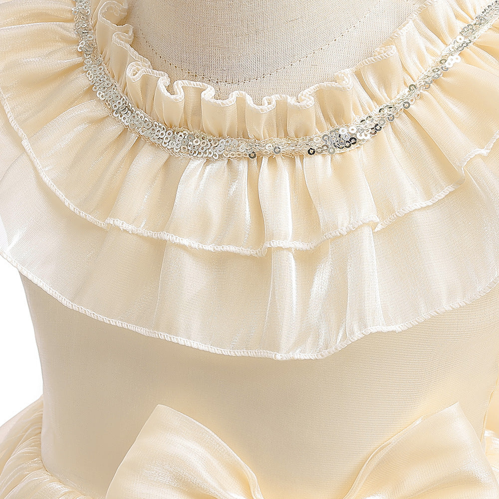 Cute A-line Bowknot Tea-Length Organza Flower Girl Dress for Parties & Weddings