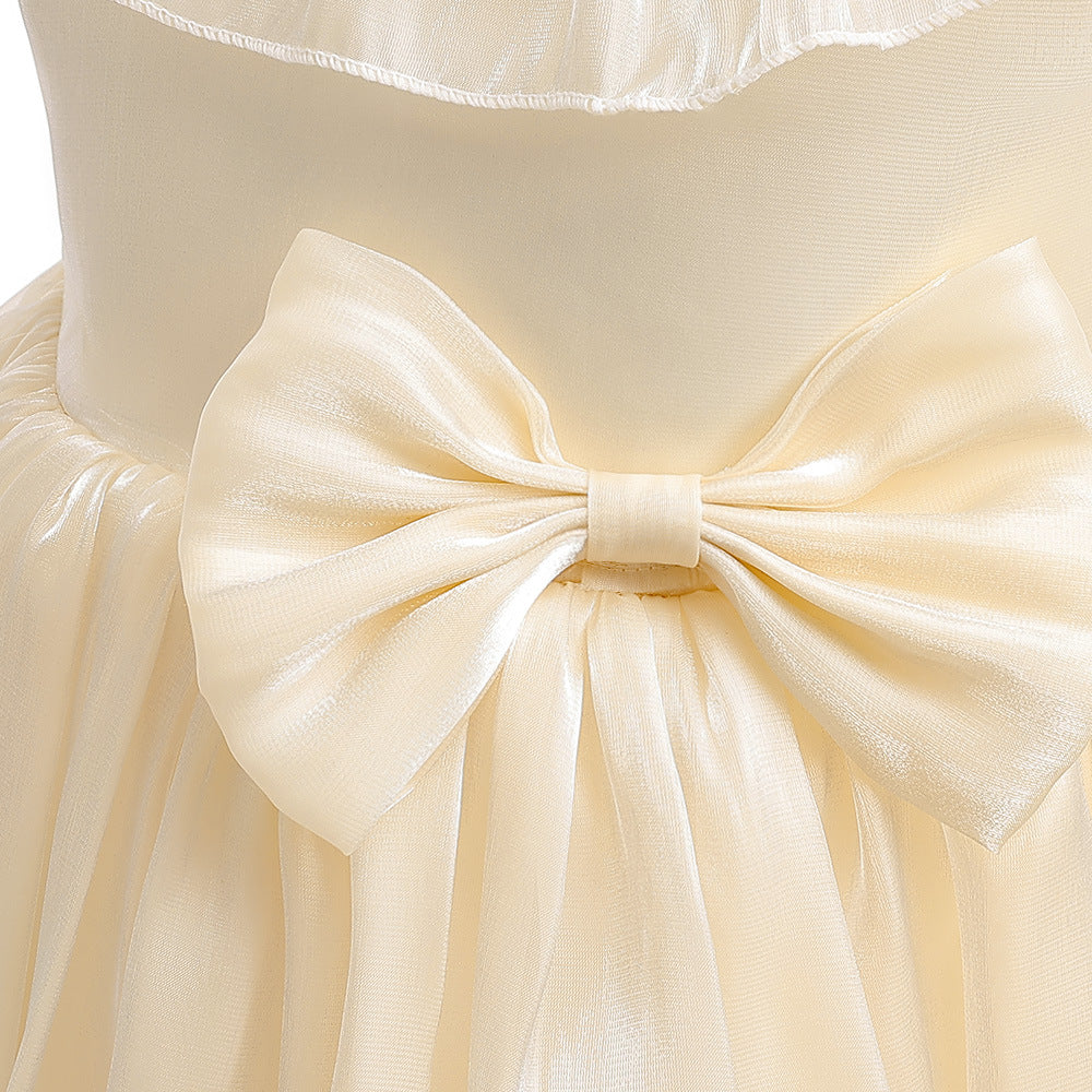 Cute A-line Bowknot Tea-Length Organza Flower Girl Dress for Parties & Weddings