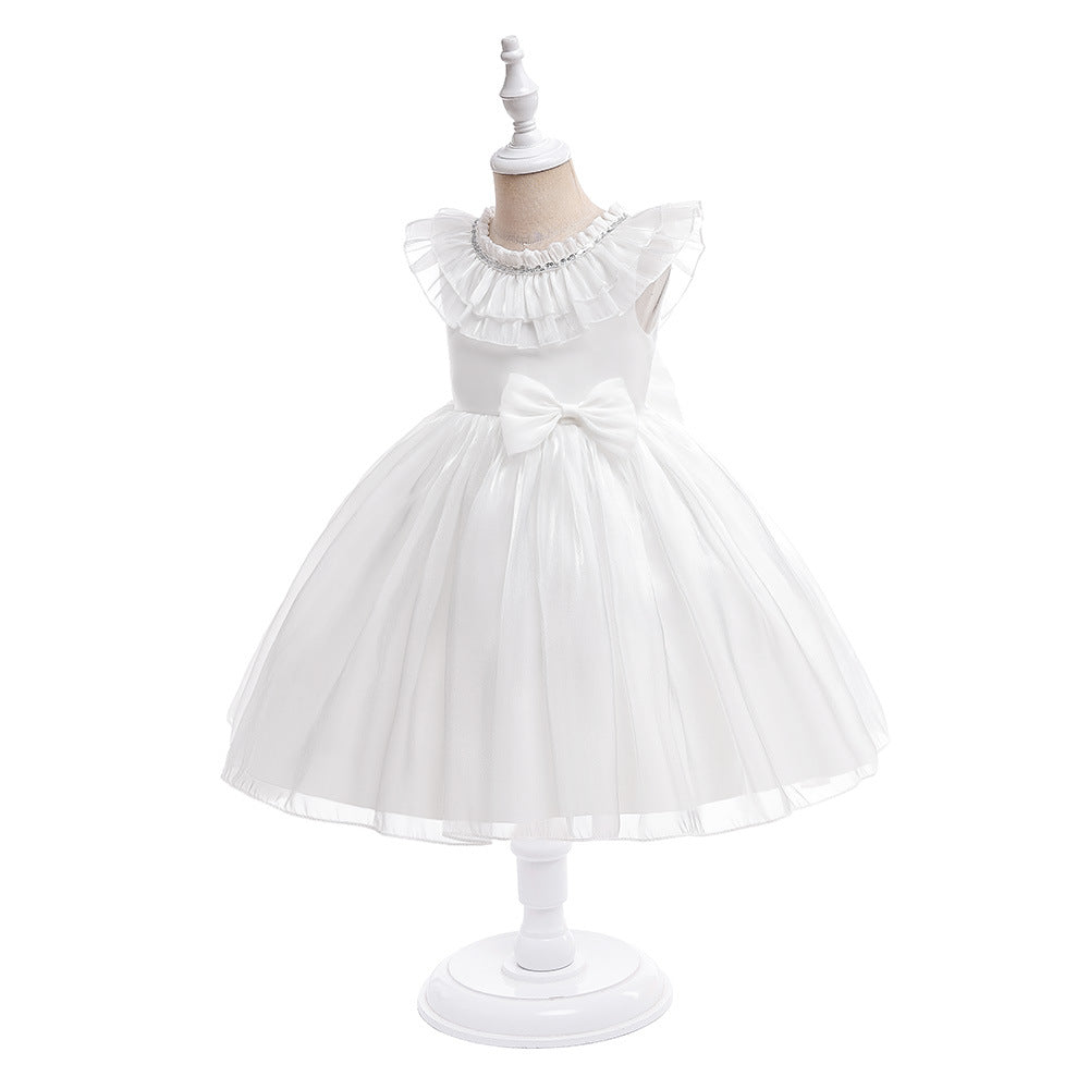 Cute A-line Bowknot Tea-Length Organza Flower Girl Dress for Parties & Weddings