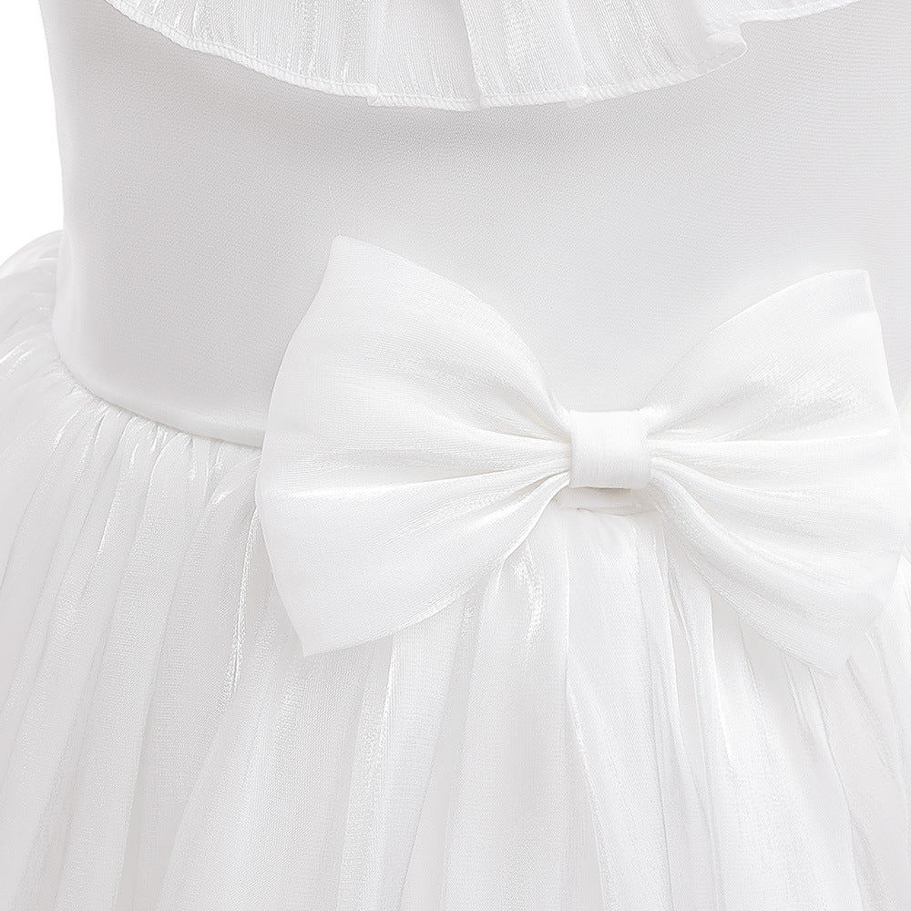 Cute A-line Bowknot Tea-Length Organza Flower Girl Dress for Parties & Weddings