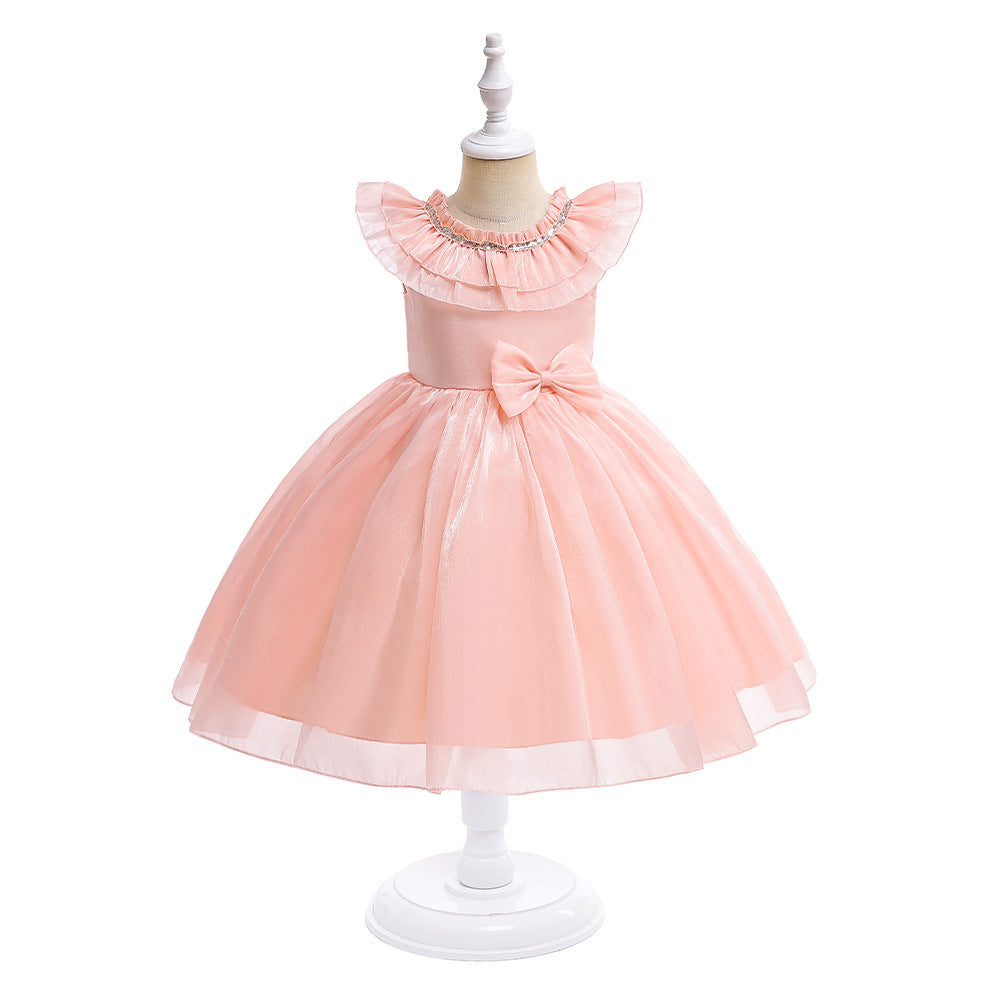 Cute A-line Bowknot Tea-Length Organza Flower Girl Dress for Parties & Weddings