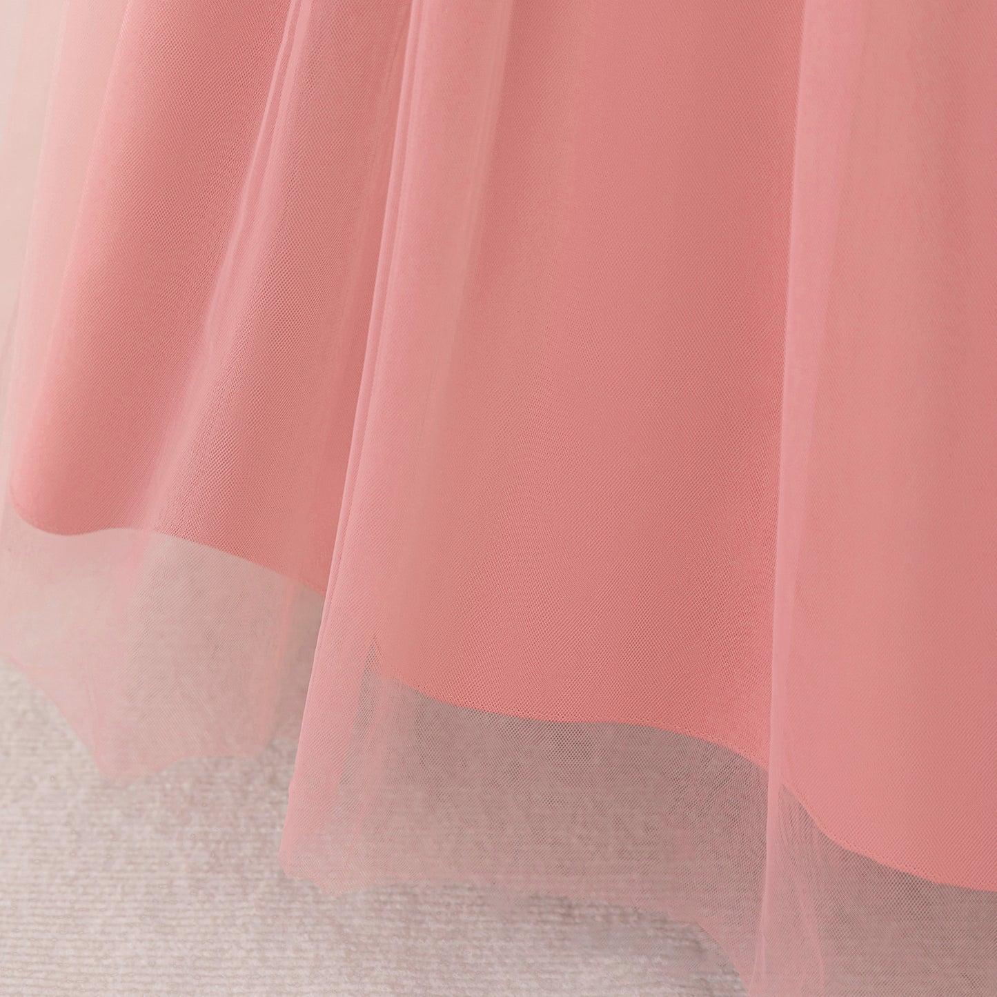 Cute Pink Maxi A-Line Dress for Girls – Applique Tulle Party & Flower Girl Gown