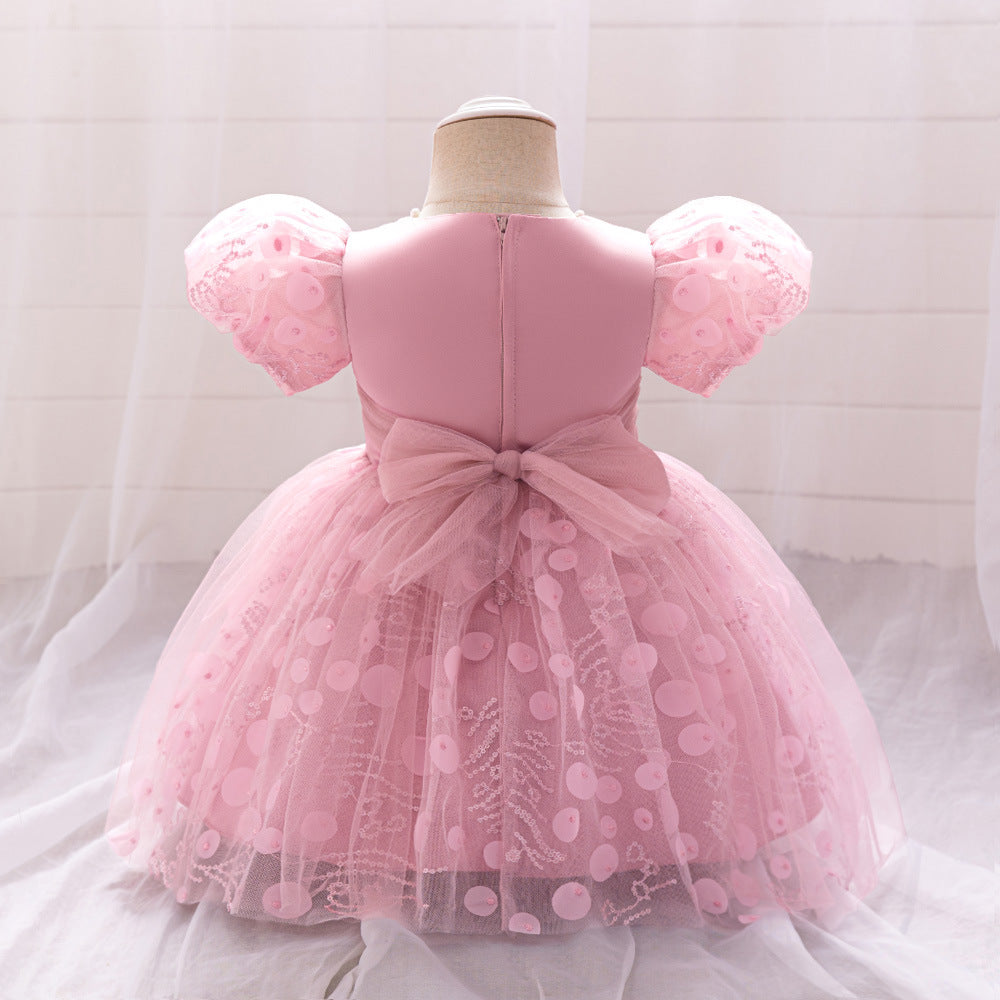Cute Pink Princess Dress for Girls with Bowknot & Embroidery | Party & Formal Wear
