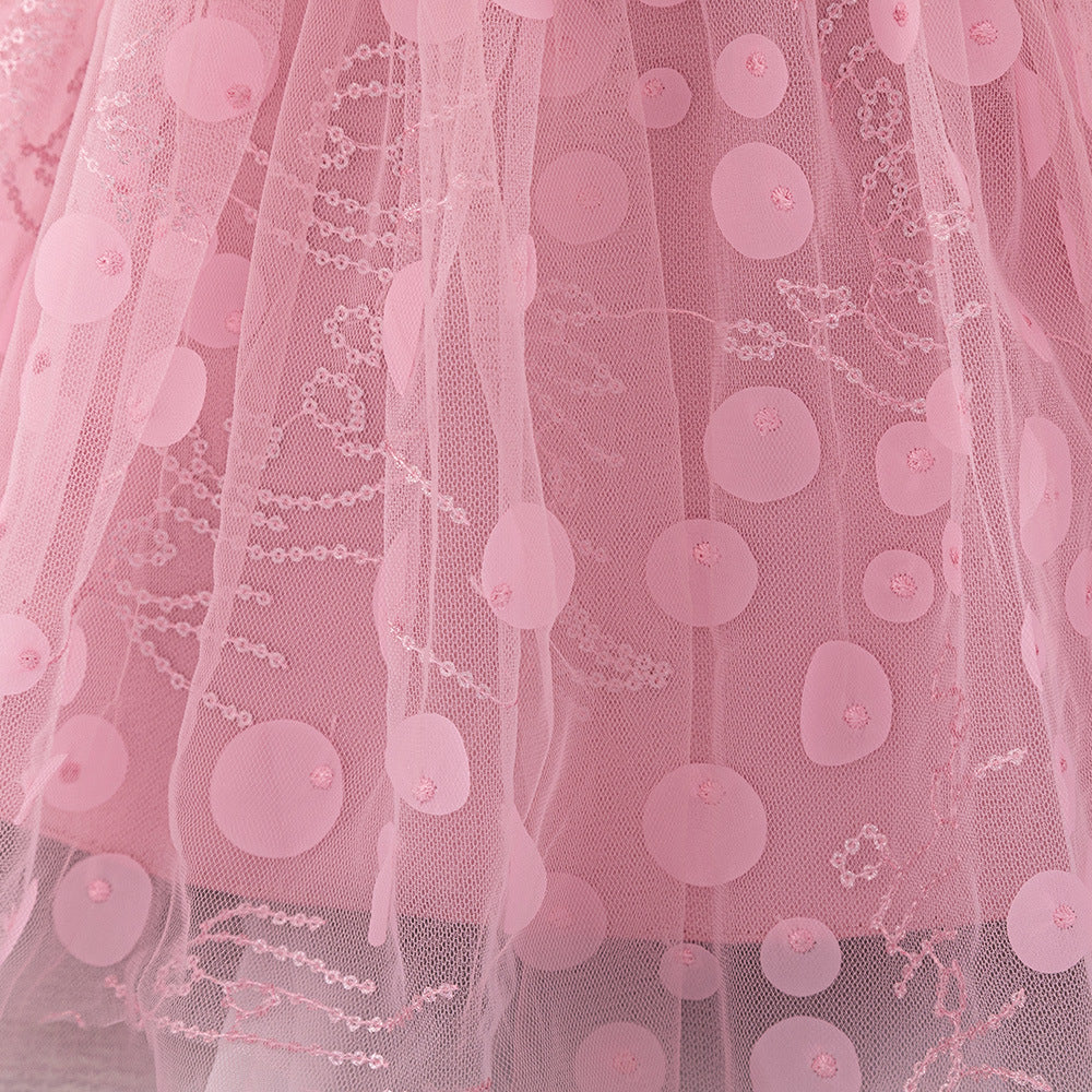 Cute Pink Princess Dress for Girls with Bowknot & Embroidery | Party & Formal Wear