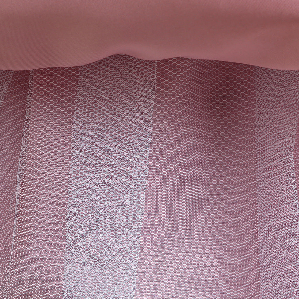 Girls Pink Embroidered Tiered Maxi Dress, Floor Length Tulle Party Gown