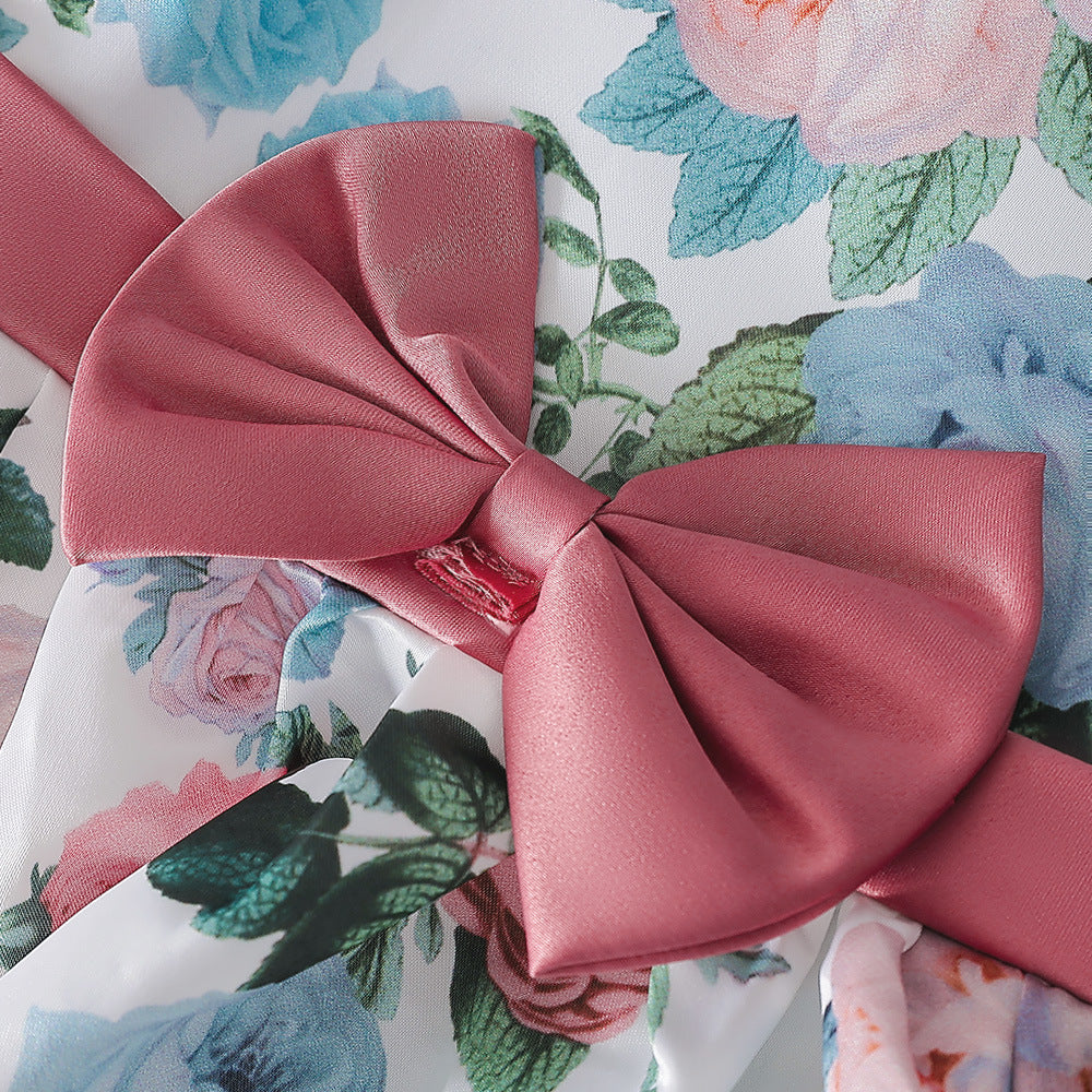 Pink Floral Princess A-Line Dress with Bow for Girls (3-8 Years) | Cute Party & Flower Girl Outfit