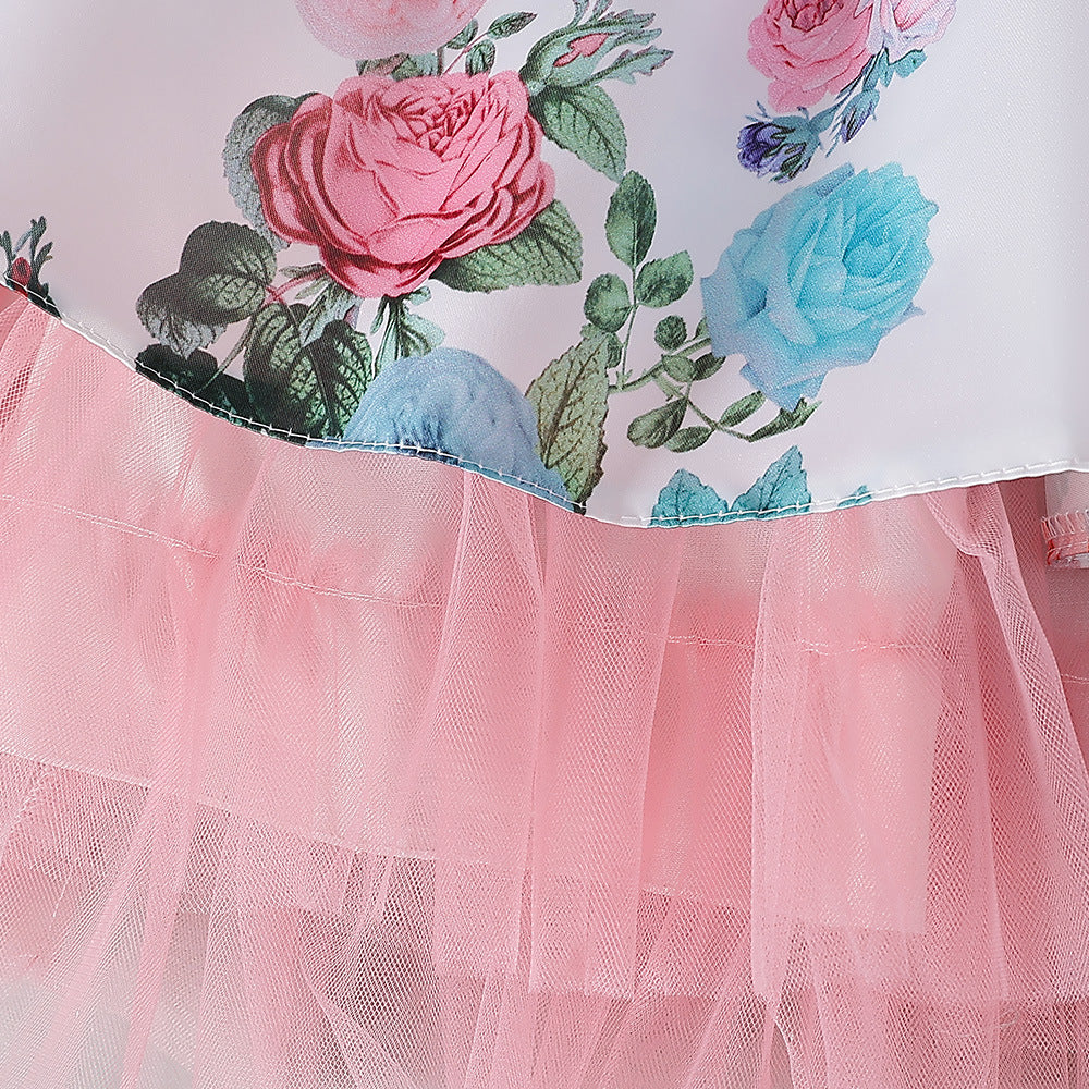 Pink Floral Princess A-Line Dress with Bow for Girls (3-8 Years) | Cute Party & Flower Girl Outfit