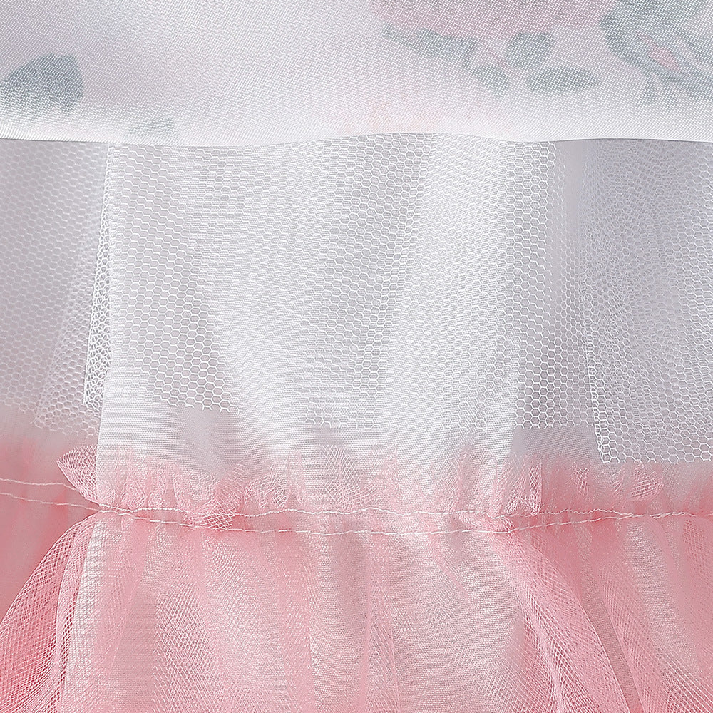 Pink Floral Princess A-Line Dress with Bow for Girls (3-8 Years) | Cute Party & Flower Girl Outfit