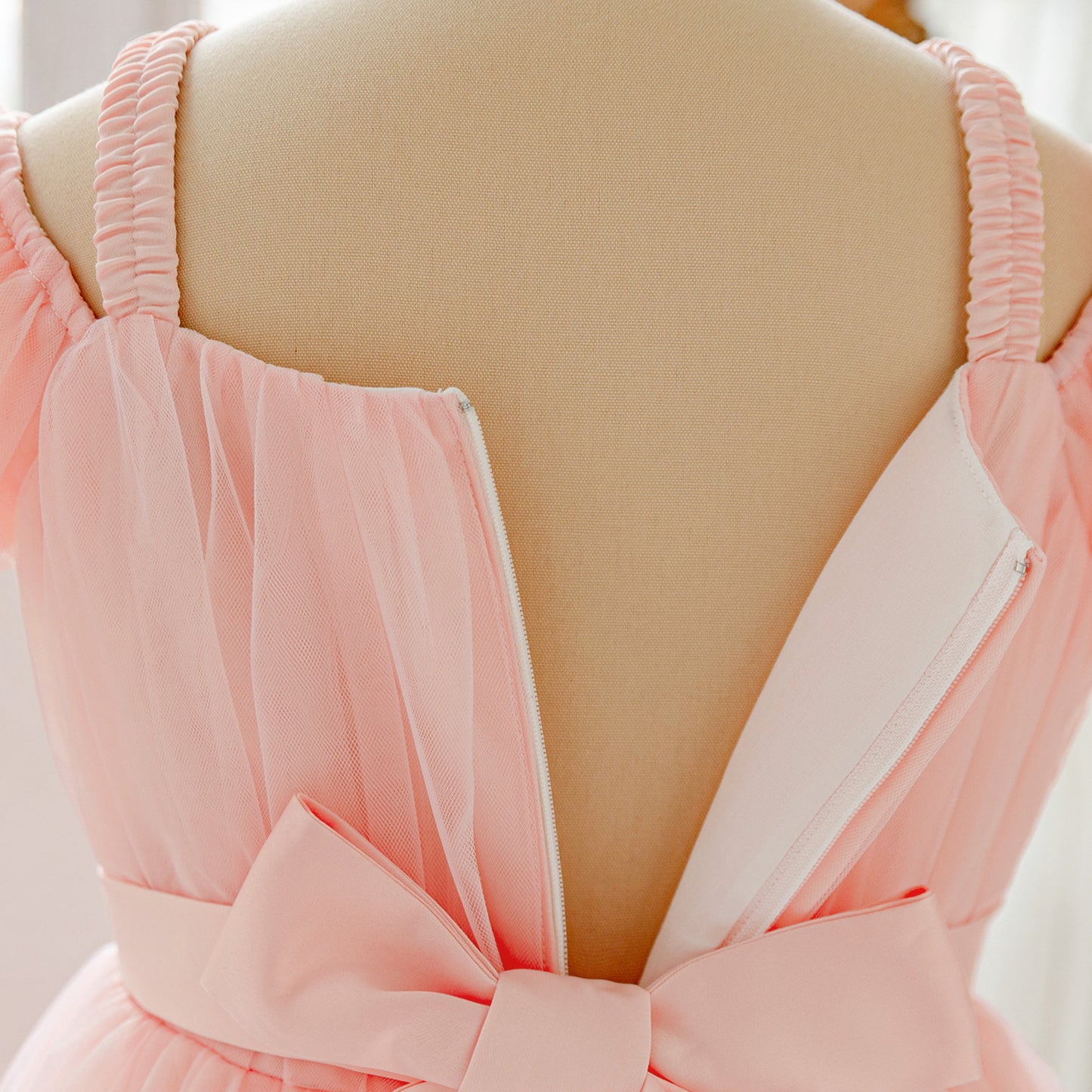 Light Pink Off-Shoulder Tulle Princess Dress for Girls | A-Line Maxi Formal Gown