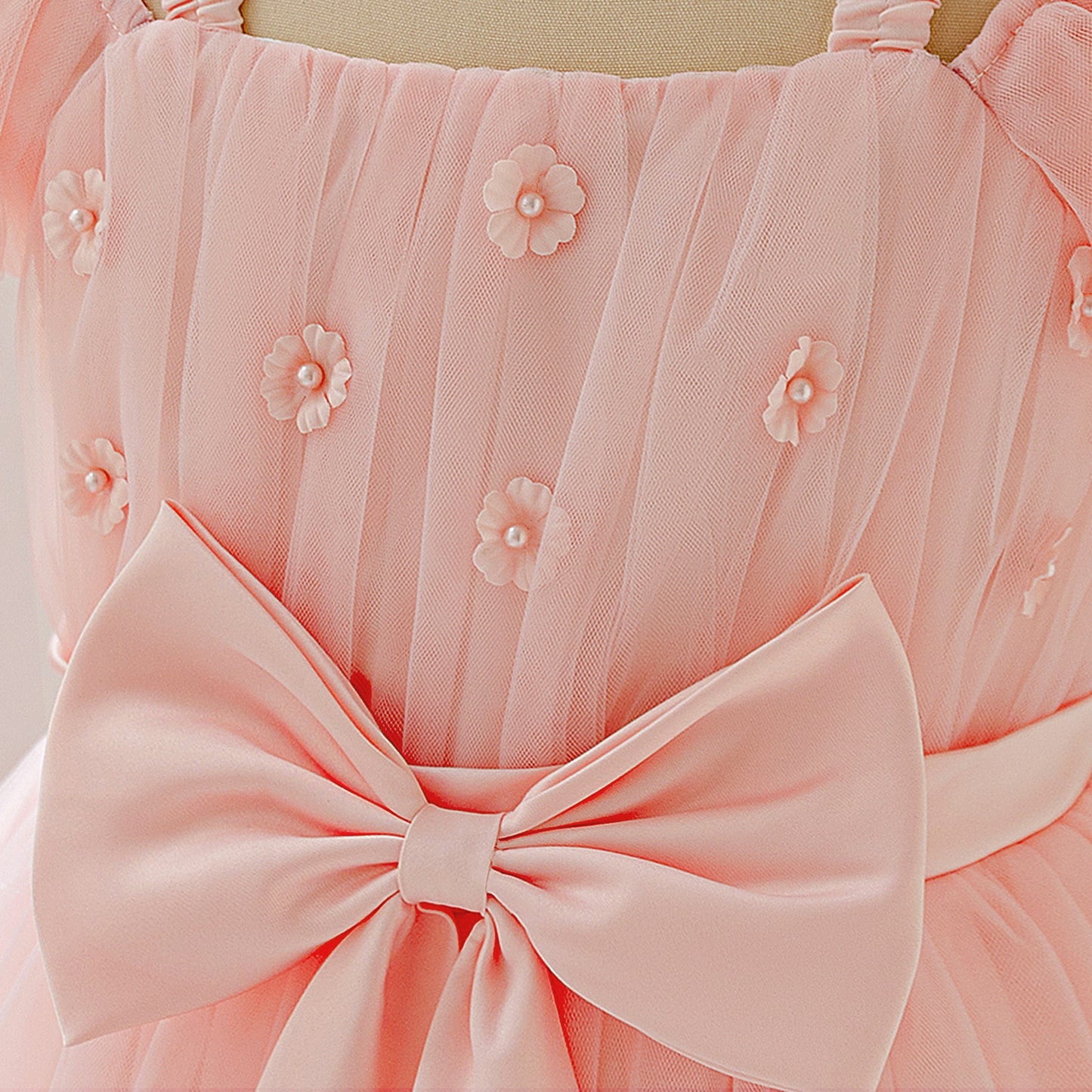 Light Pink Off-Shoulder Tulle Princess Dress for Girls | A-Line Maxi Formal Gown