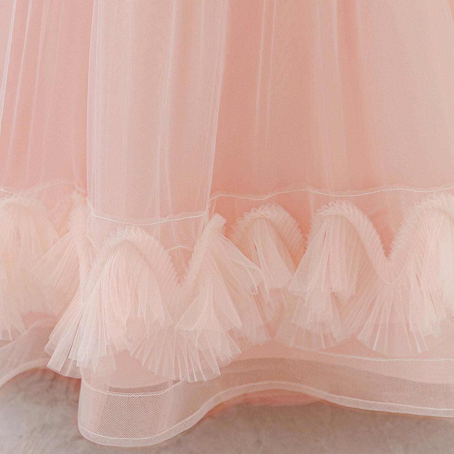 Light Pink Off-Shoulder Tulle Princess Dress for Girls | A-Line Maxi Formal Gown