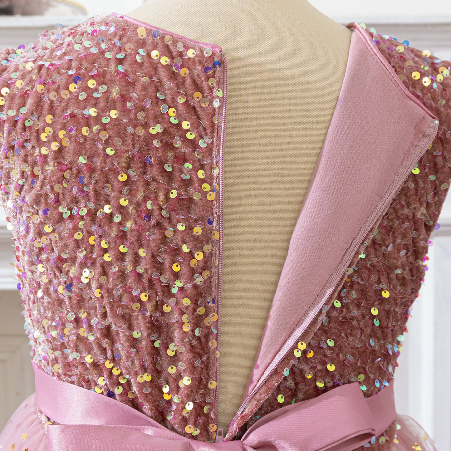 Girls Pink Sequin Maxi Dress – Cute A-line Flower Girl & Party Gown