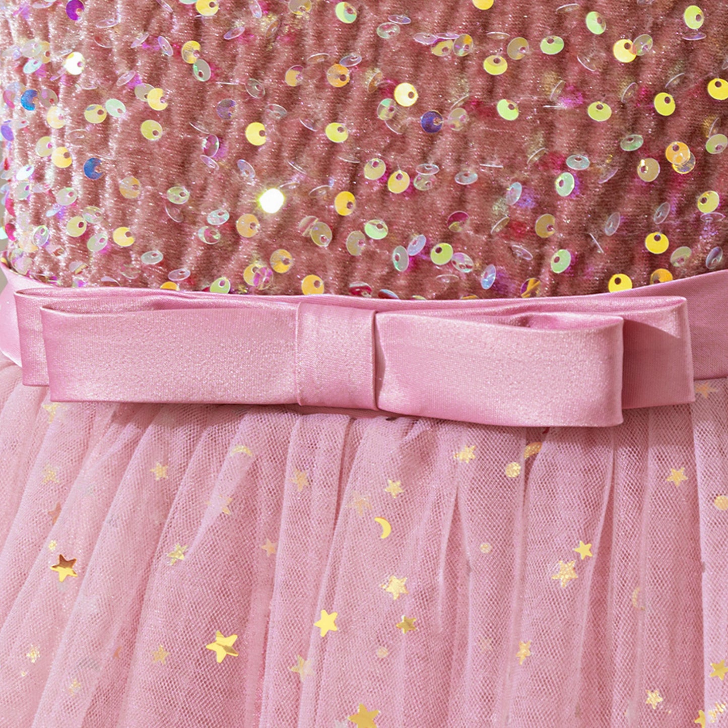 Girls Pink Sequin Maxi Dress – Cute A-line Flower Girl & Party Gown
