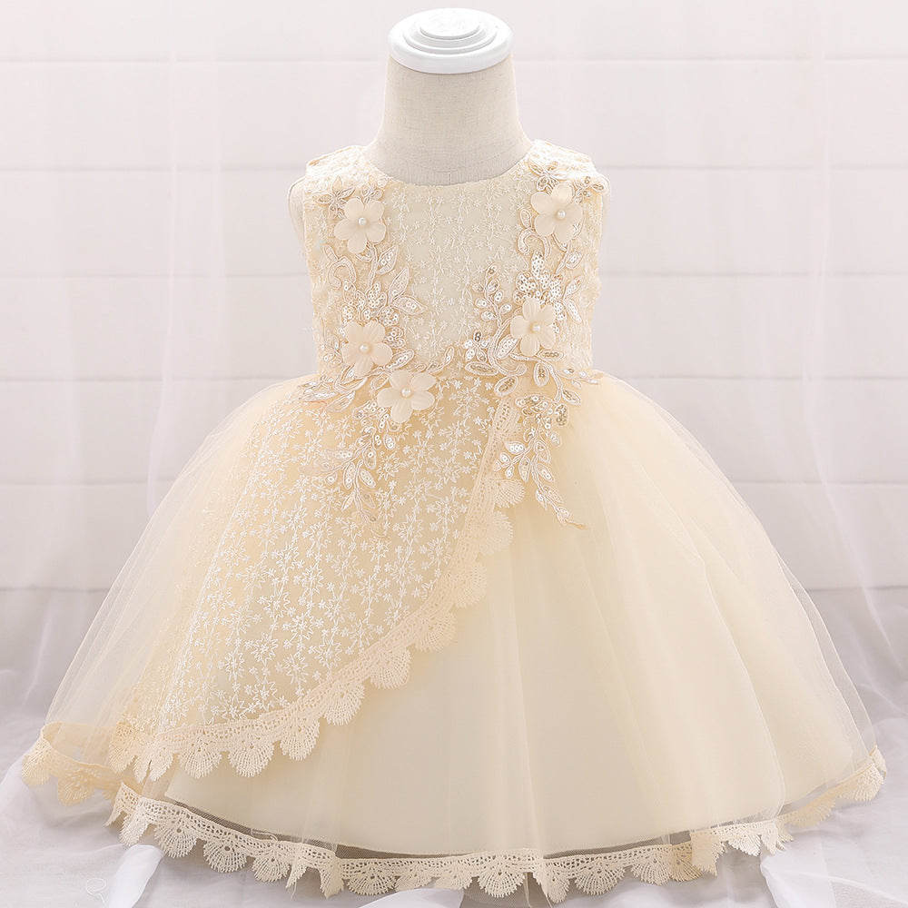 Puffy Princess Ball Gown Dress for Baby Girls – Lace & Tulle Party Wear