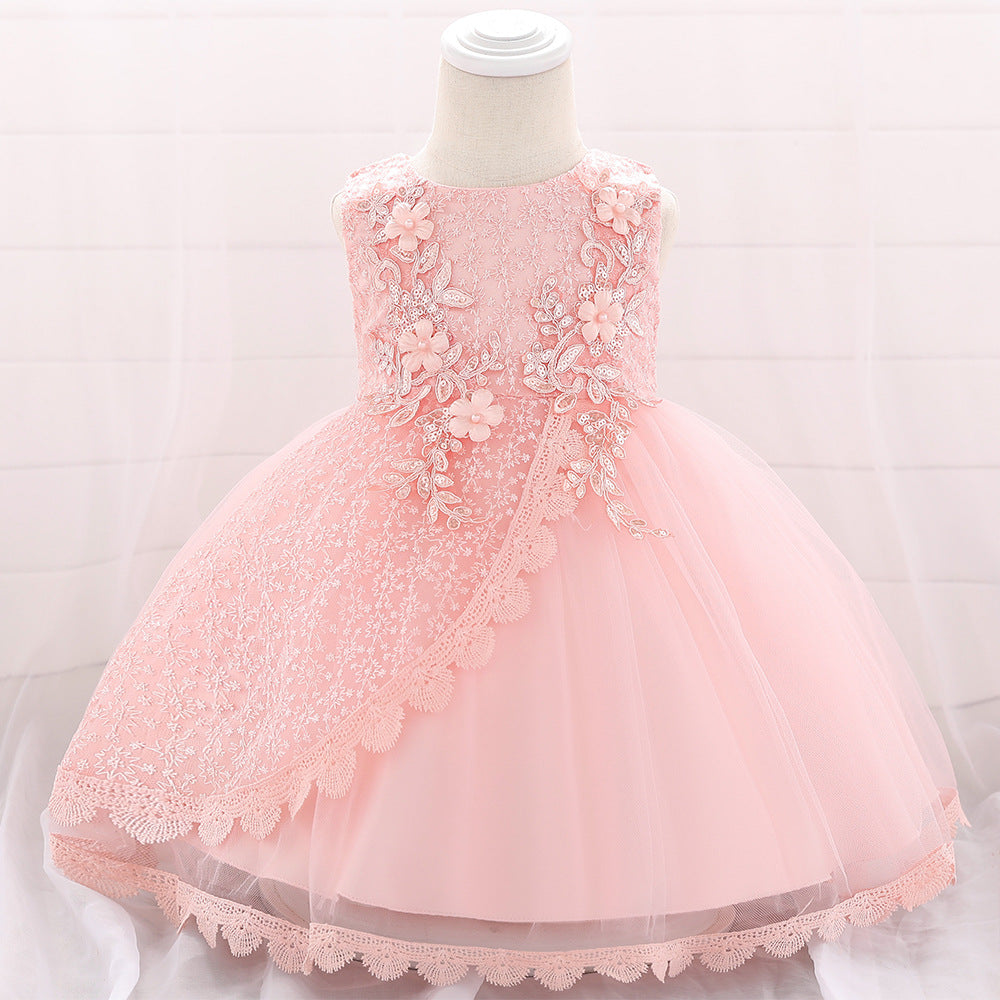 Puffy Princess Ball Gown Dress for Baby Girls – Lace & Tulle Party Wear