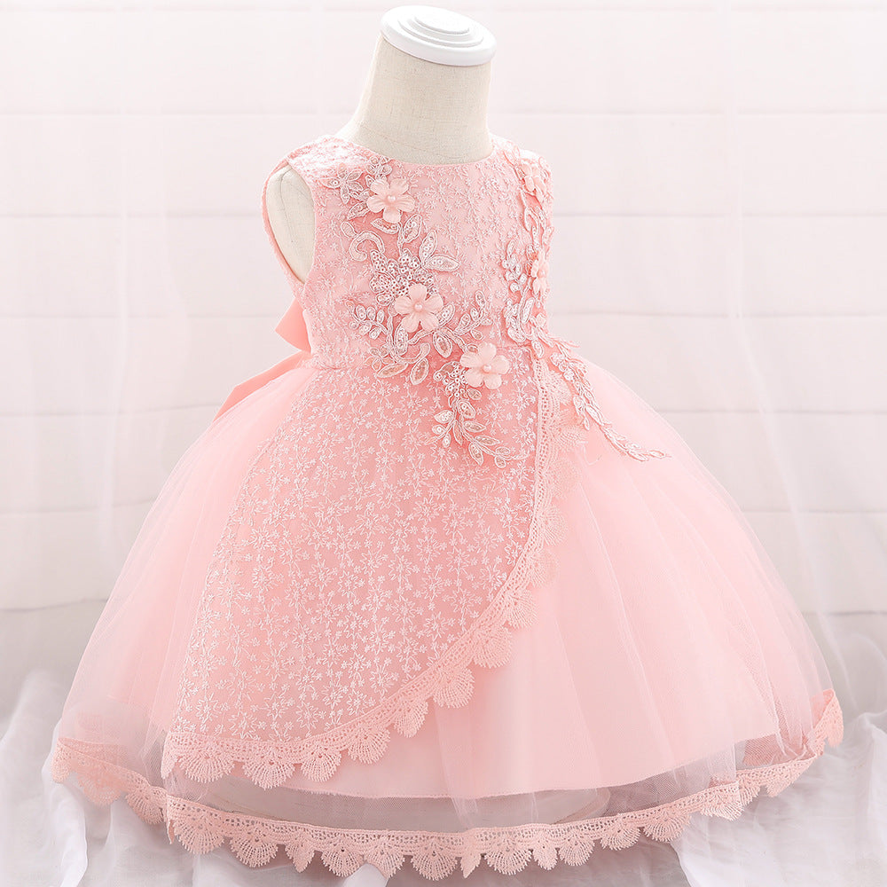 Puffy Princess Ball Gown Dress for Baby Girls – Lace & Tulle Party Wear