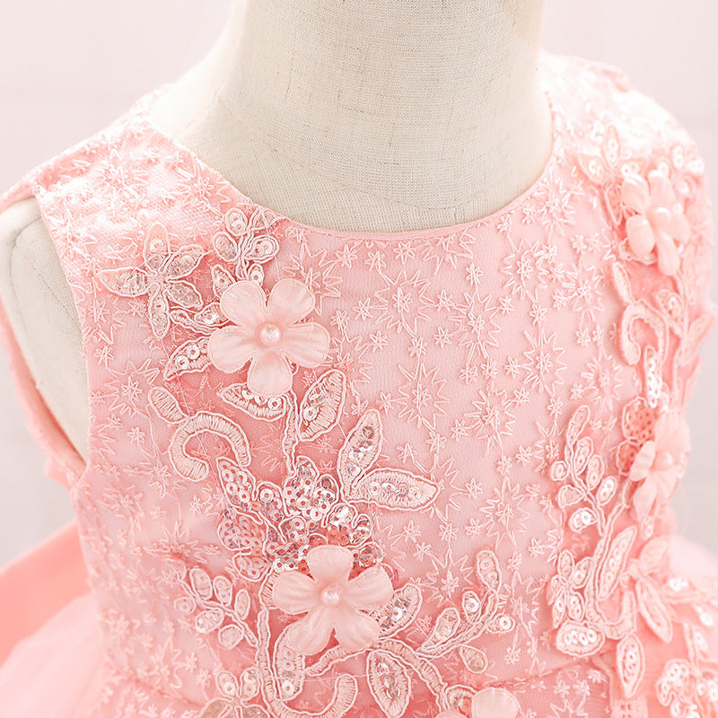 Puffy Princess Ball Gown Dress for Baby Girls – Lace & Tulle Party Wear
