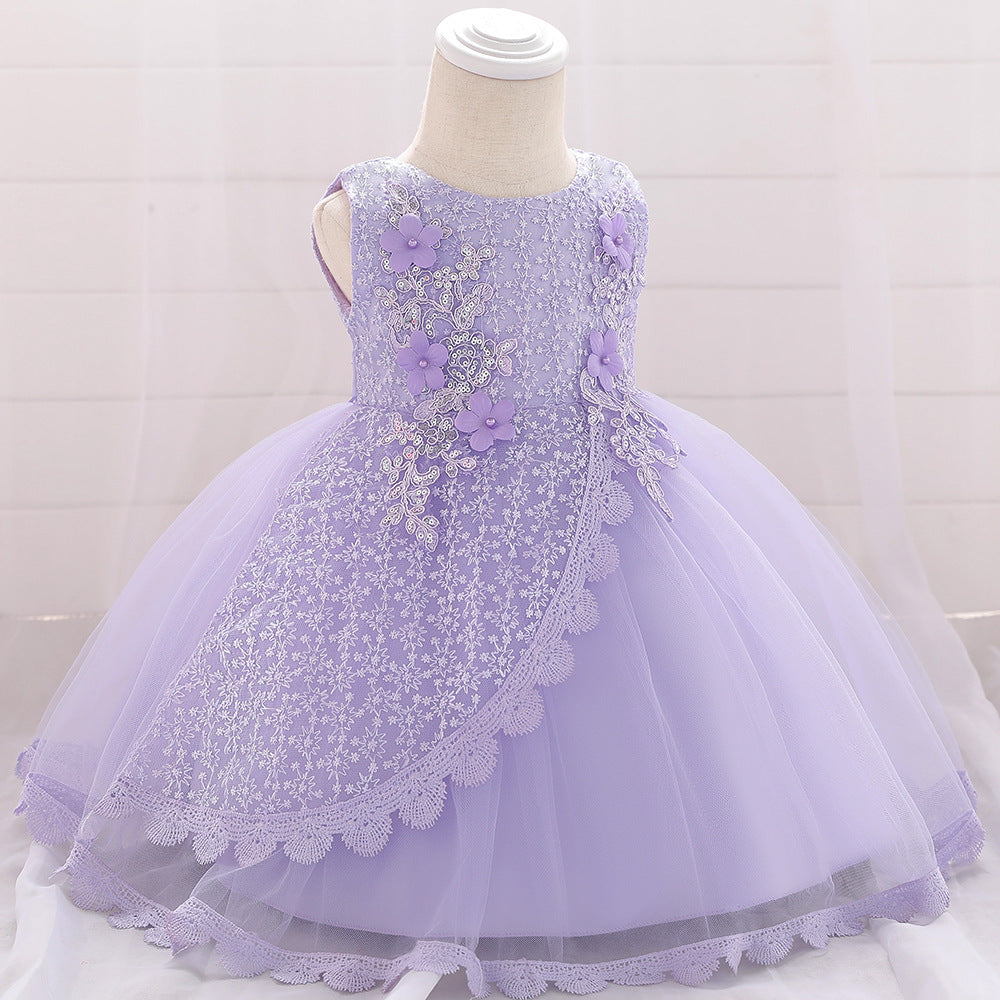 Puffy Princess Ball Gown Dress for Baby Girls – Lace & Tulle Party Wear