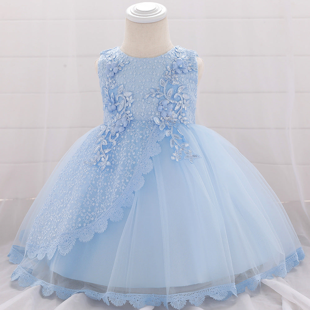 Puffy Princess Ball Gown Dress for Baby Girls – Lace & Tulle Party Wear