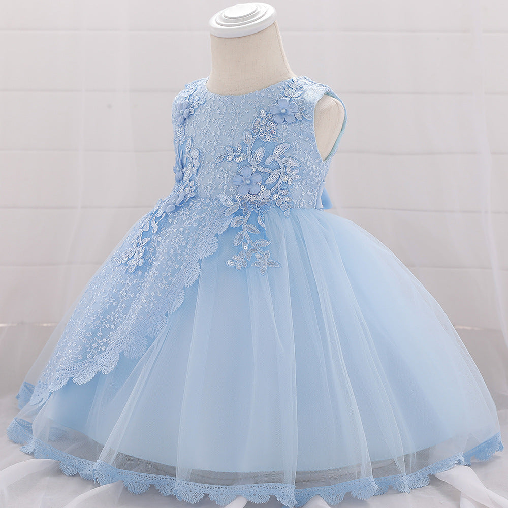 Puffy Princess Ball Gown Dress for Baby Girls – Lace & Tulle Party Wear
