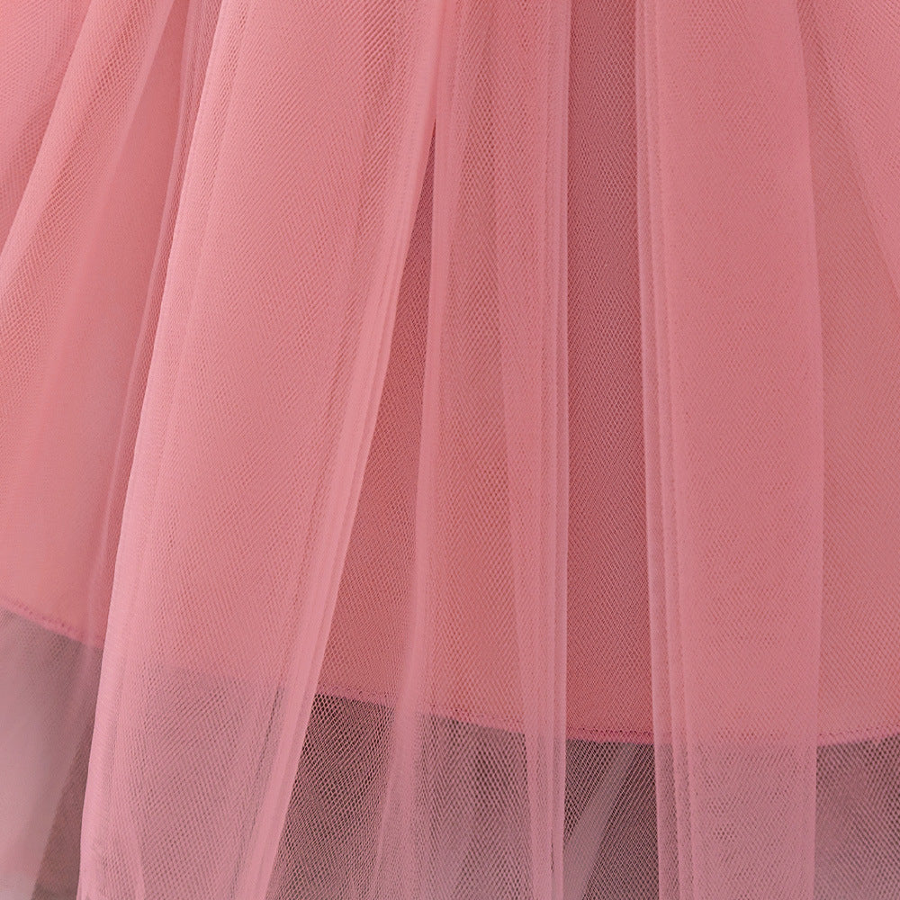 Puffy Ball Gown Princess Dress for Girls - Tea Length Satin Tulle Party Dress