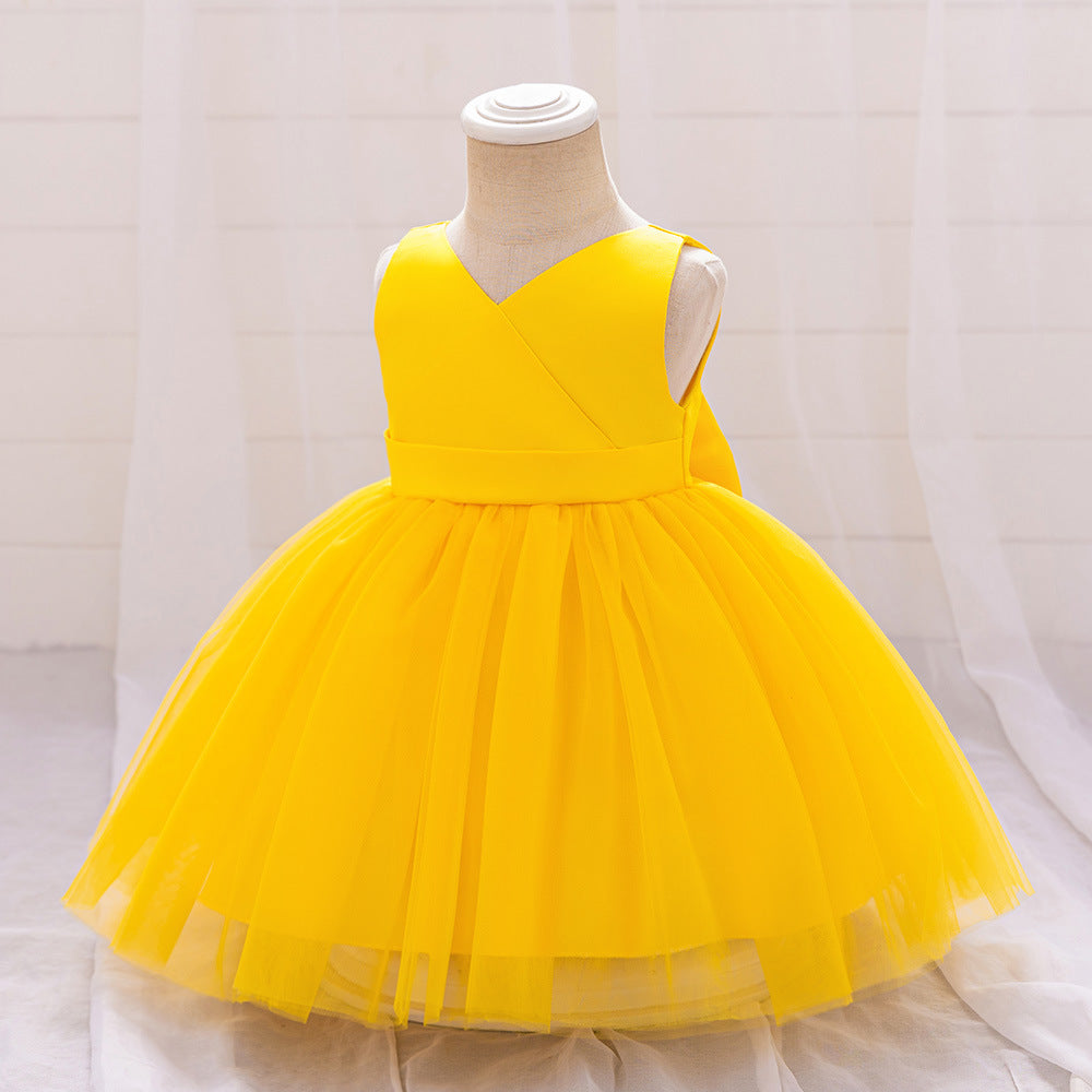 Puffy Ball Gown Princess Dress for Girls - Tea Length Satin Tulle Party Dress