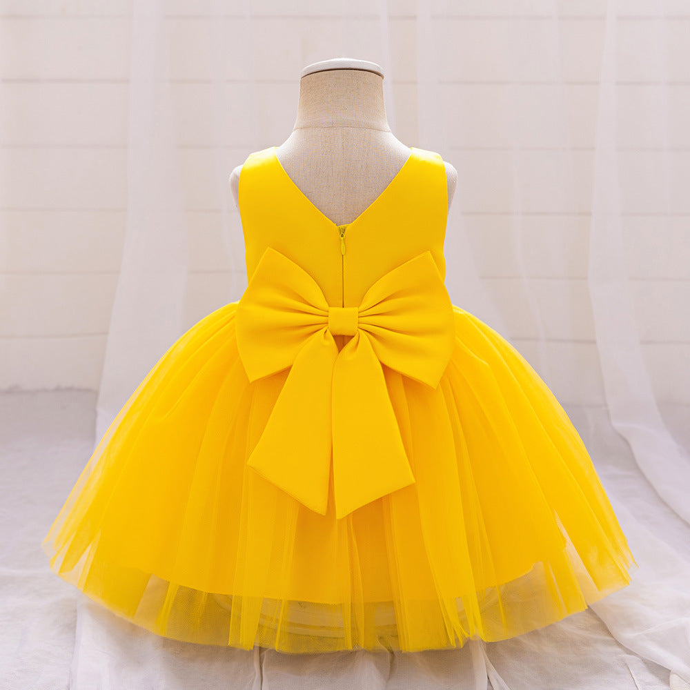 Puffy Ball Gown Princess Dress for Girls - Tea Length Satin Tulle Party Dress