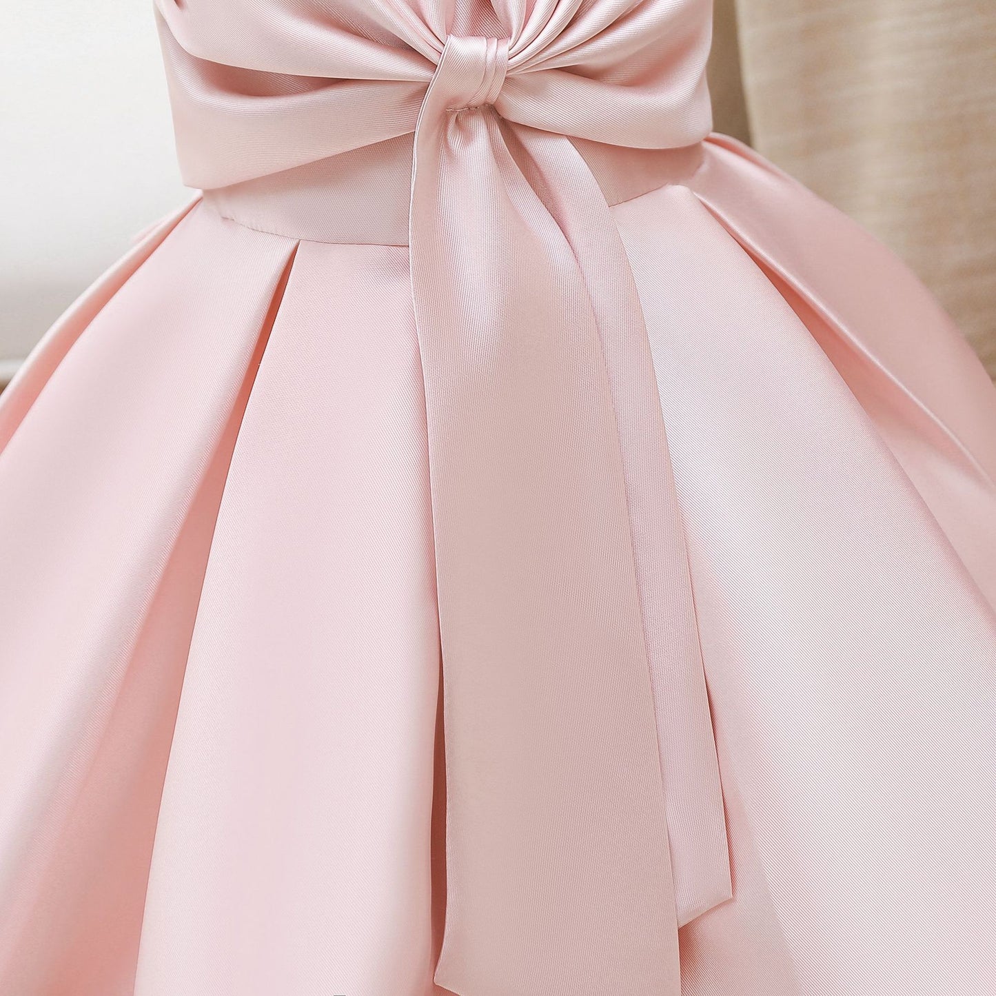 Adorable Puffy Satin Ball Gown for Baby Girls – Ruffle Frill Tea Length Party Dress