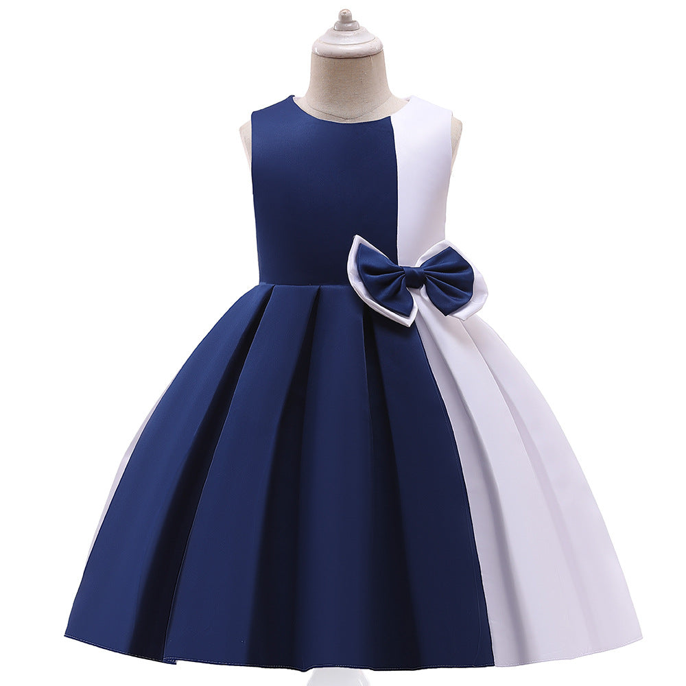 Puffy Princess Dress for Girls | Tea Length Satin Ball Gown with Bowknot
