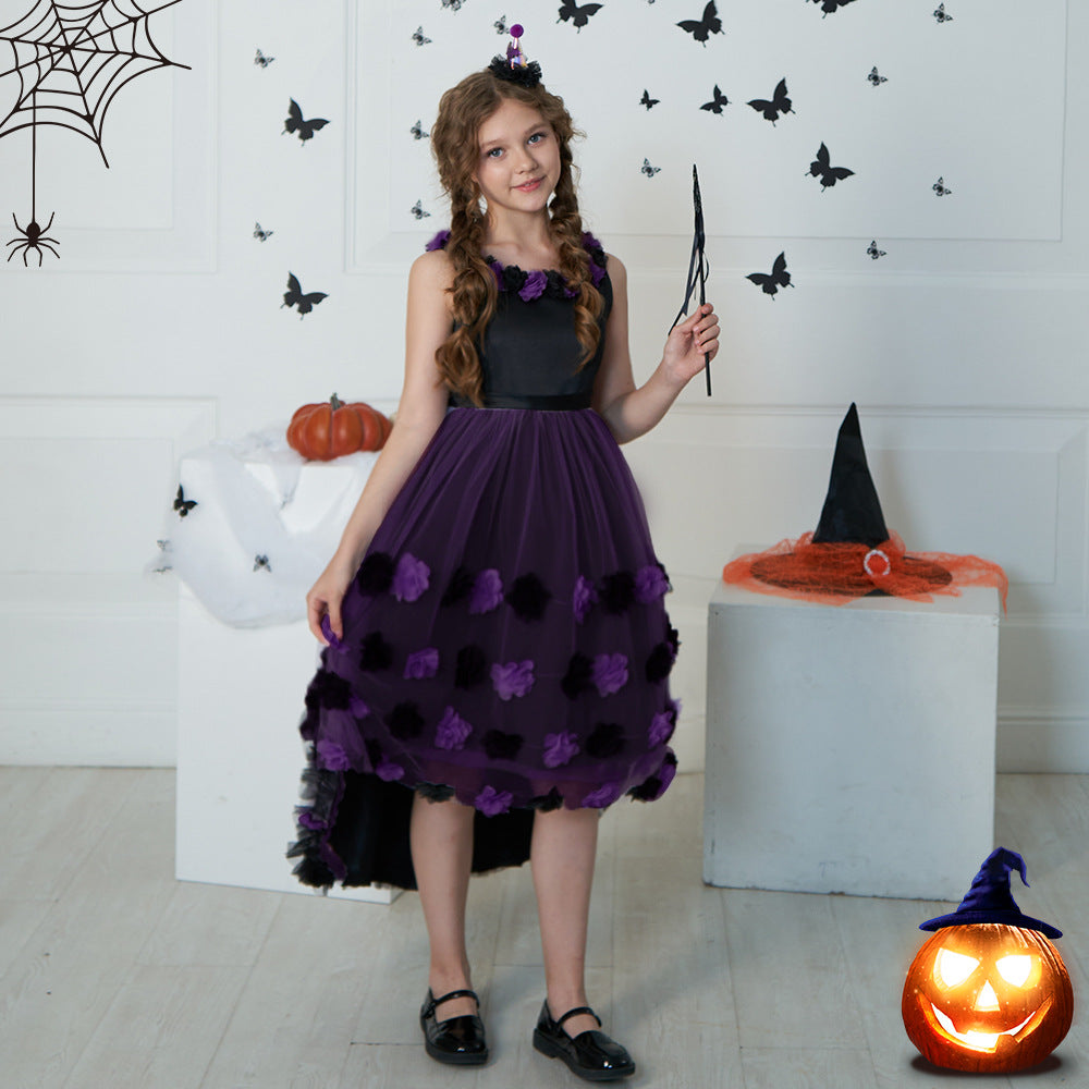 Cute Puffy High-Low Dress for Girls with Applique - Special Occasion & Party Wear